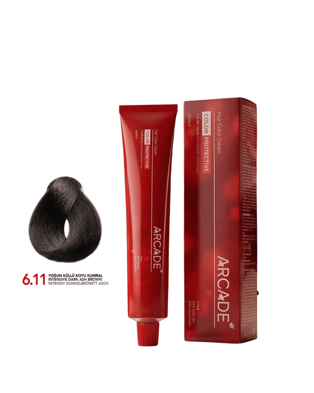 ARCADE YOĞUN KÜLLÜ KOYU KUMRAL 6.11 KREM TÜP SAÇ BOYASI 60ML.