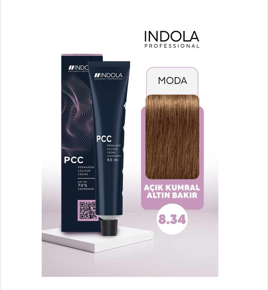 INDOLA SAÇ BOYASI AÇIK KUMRAL ALTIN BAKIR IND PCC 8.34 60ML.