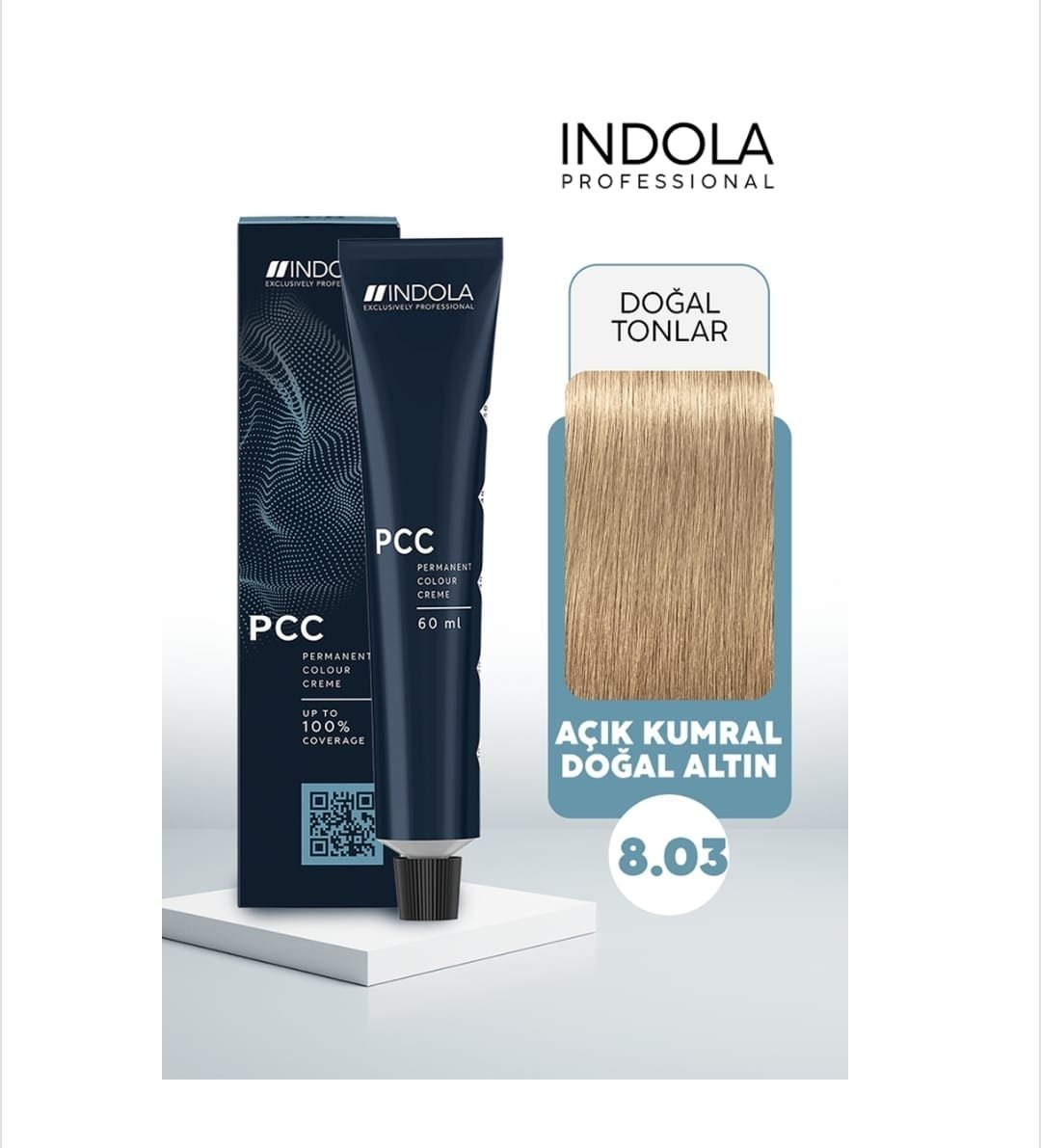 INDOLA SAÇ BOYASI AÇIK KUMRAL DOĞAL ALTIN IND PCC 8.03 60ML.