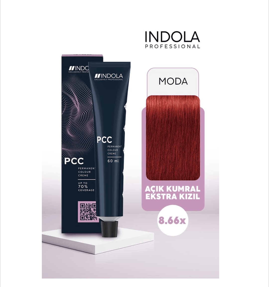 INDOLA SAÇ BOYASI AÇIK KUMRAL EKSTRA KIZIL IND PCC 8.66X 60ML.