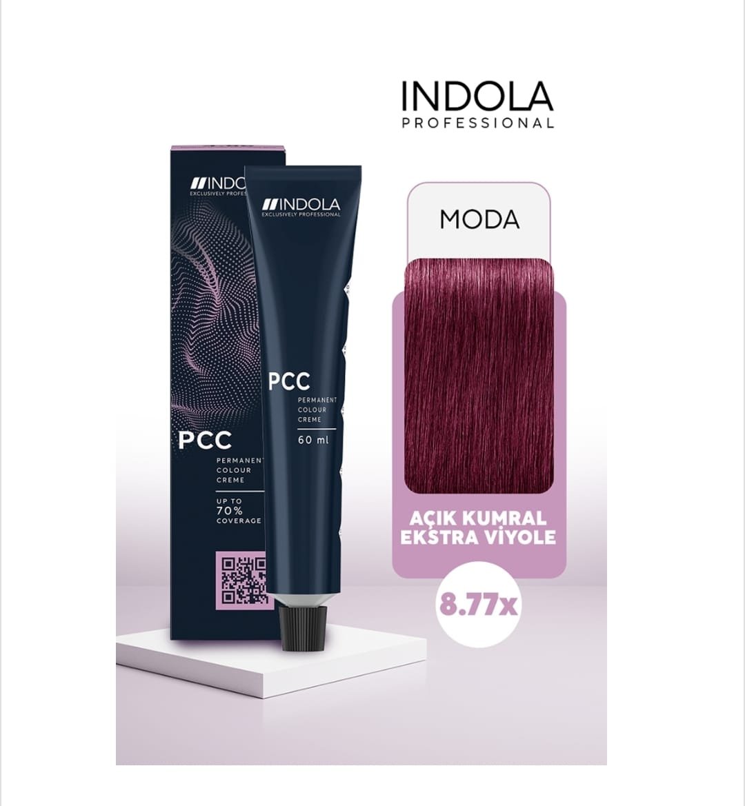 INDOLA SAÇ BOYASI AÇIK KUMRAL EKSTRA VİYOLE IND PCC 8.77X 60ML.