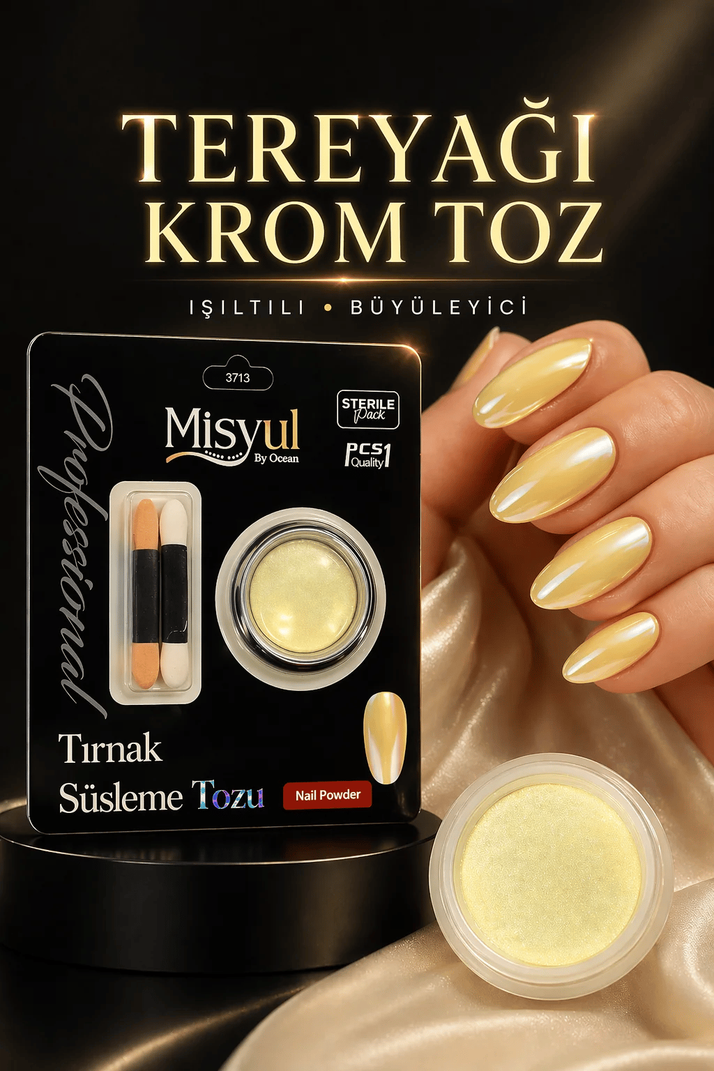 MİSYUL BY OCEAN TIRNAK SÜSLEME KROM TOZU (TEREYAĞ SARISI)
