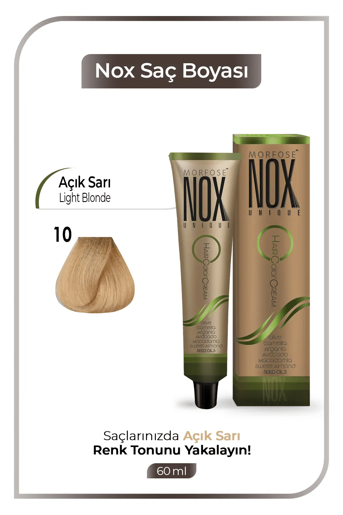 NOX HERBAL SAÇ BOYASI 10- AÇIK SARI 60ML.