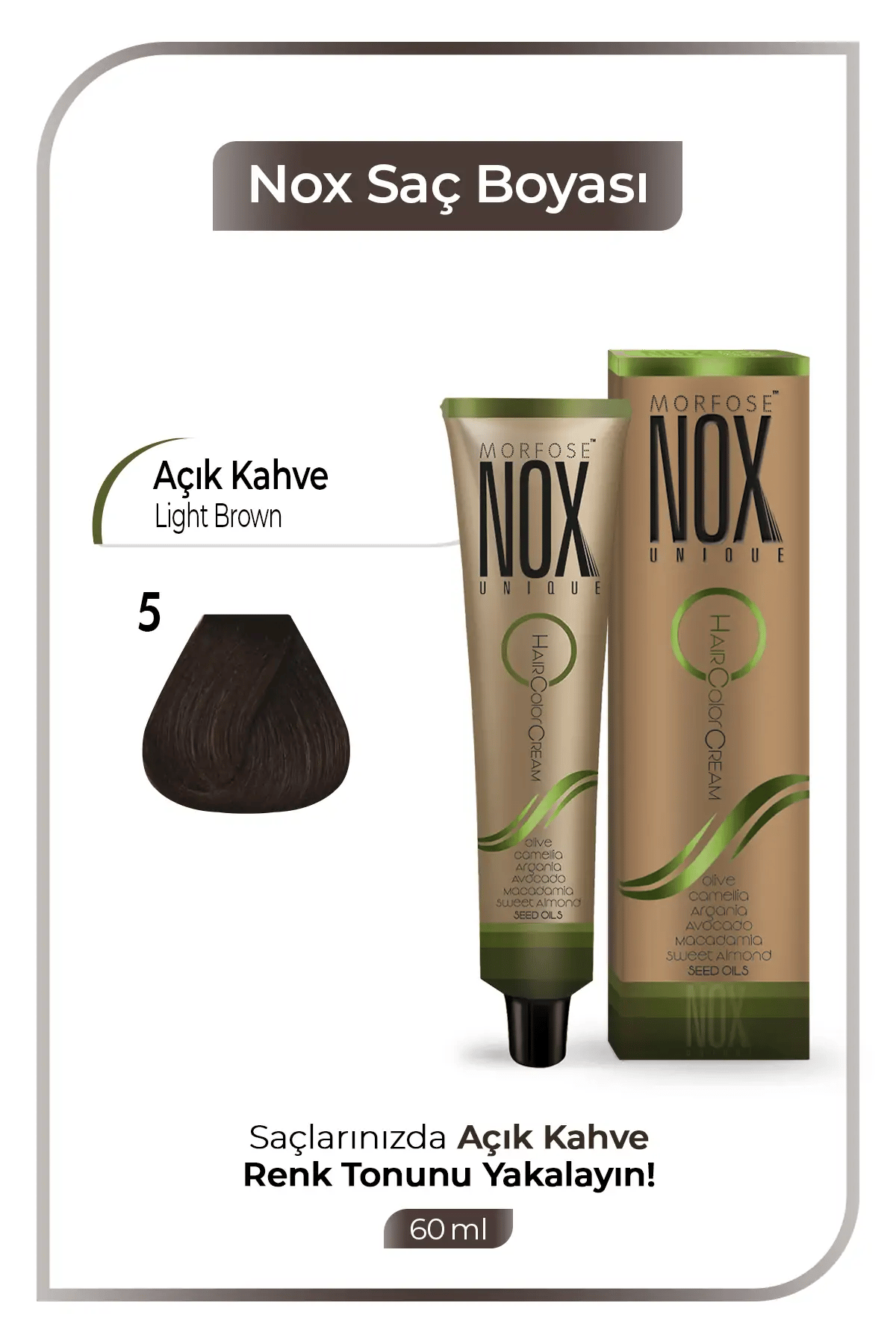 NOX HERBAL SAÇ BOYASI 5- AÇIK KAHVE 60ML.