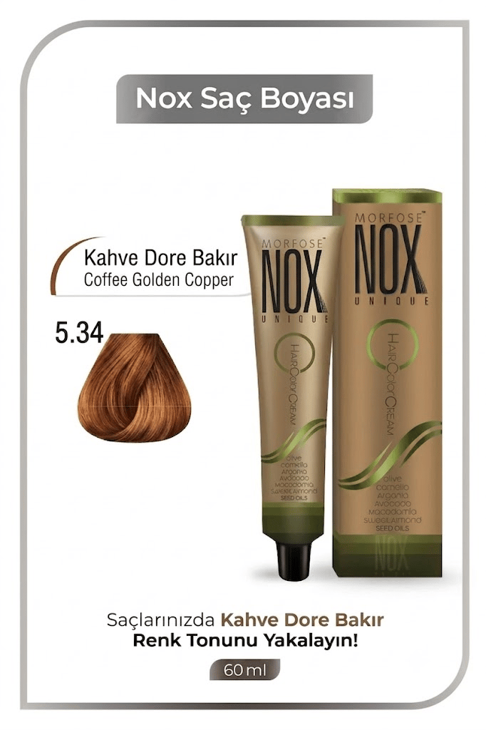 NOX HERBAL SAÇ BOYASI 5.34- KAHVE DORE BAKIR 60ML.