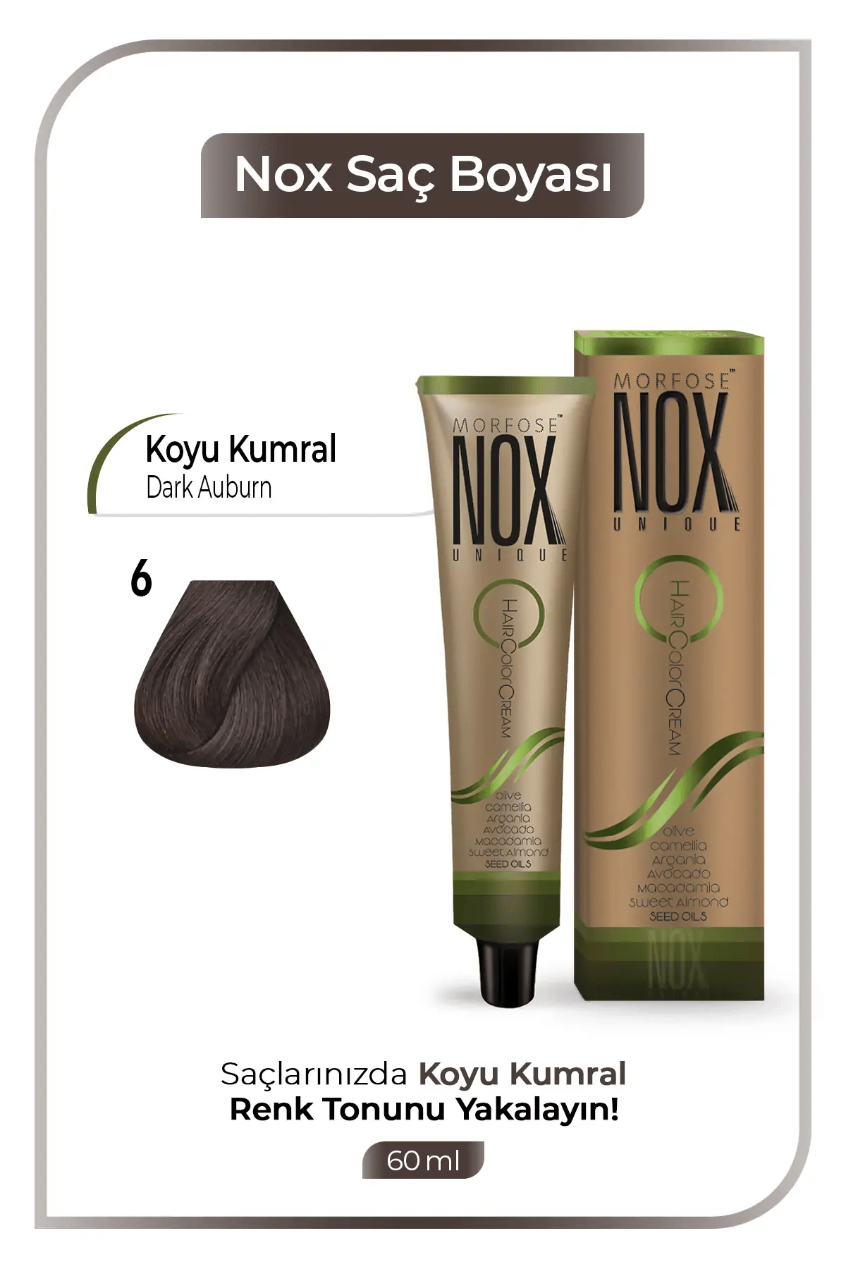 NOX HERBAL SAÇ BOYASI 6- KOYU KUMRAL 60ML.