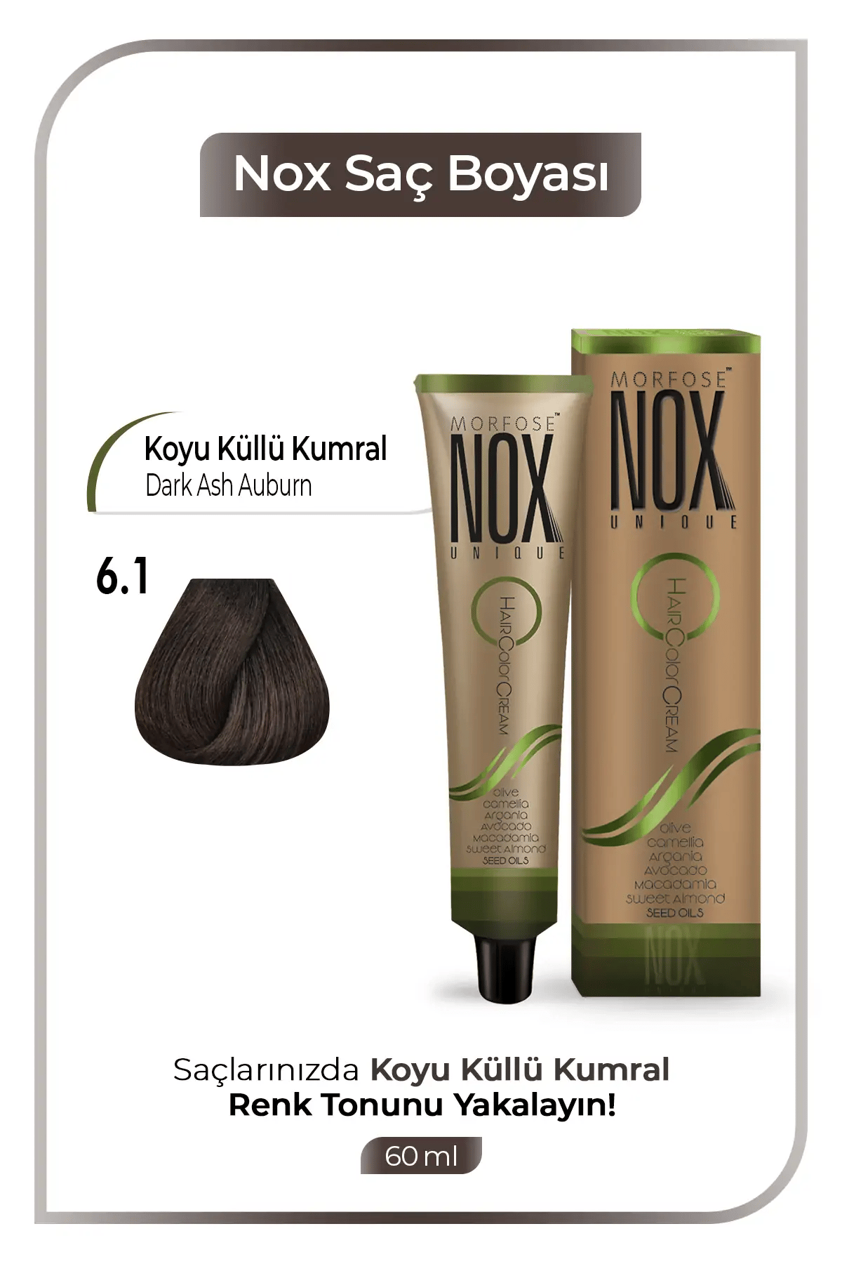 NOX HERBAL SAÇ BOYASI 6.1- KOYU KÜLLÜ KUMRAL 60ML.