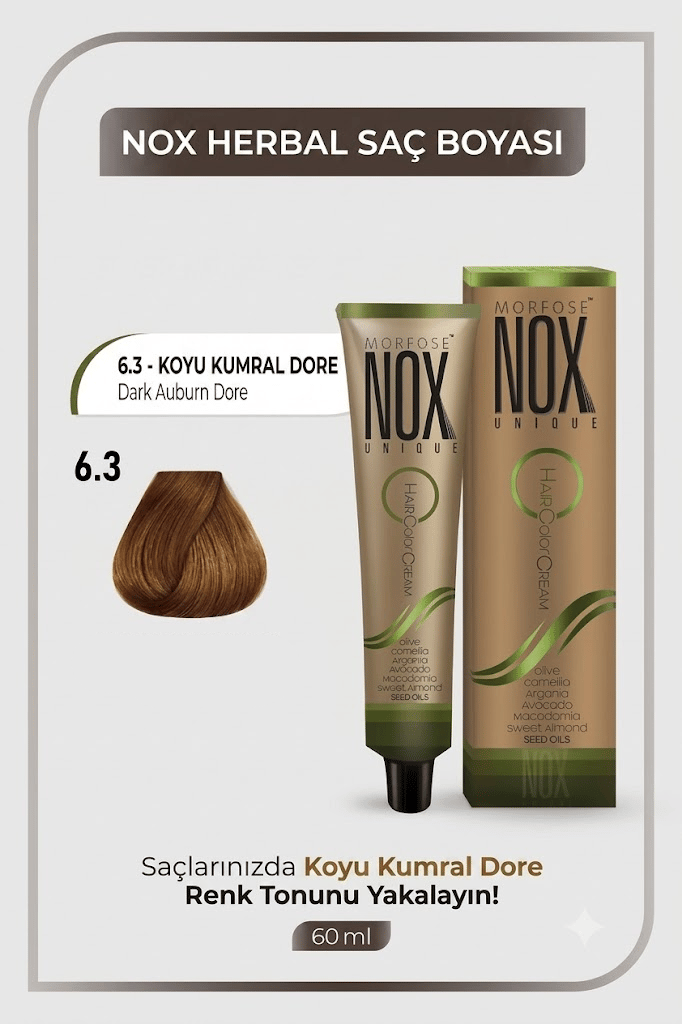 NOX HERBAL SAÇ BOYASI 6.3- KOYU KUMRAL DORE 60ML.