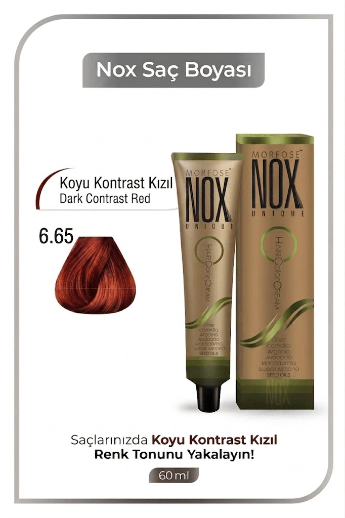 NOX HERBAL SAÇ BOYASI 6.65- KOYU KONTRAST KIZIL 60ML.