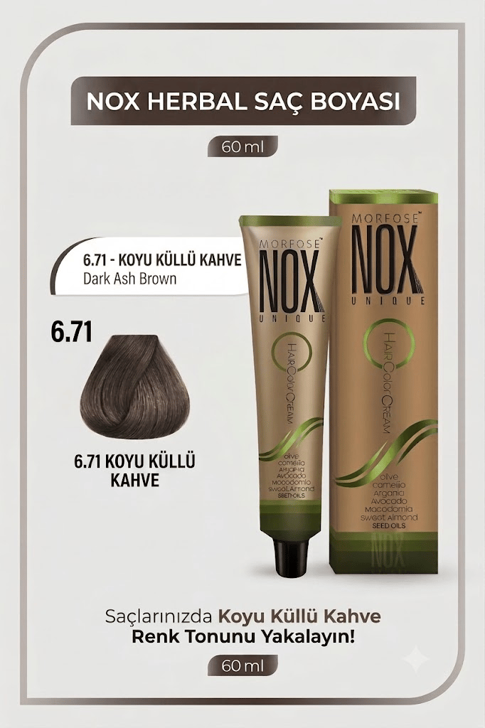 NOX HERBAL SAÇ BOYASI 6.71- KOYU KÜLLÜ KAHVE 60ML.