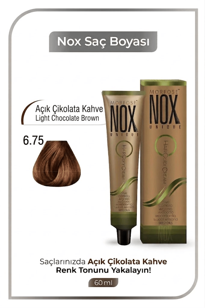NOX HERBAL SAÇ BOYASI 6.75 AÇIK ÇİKOLATA KAHVE 60ML.