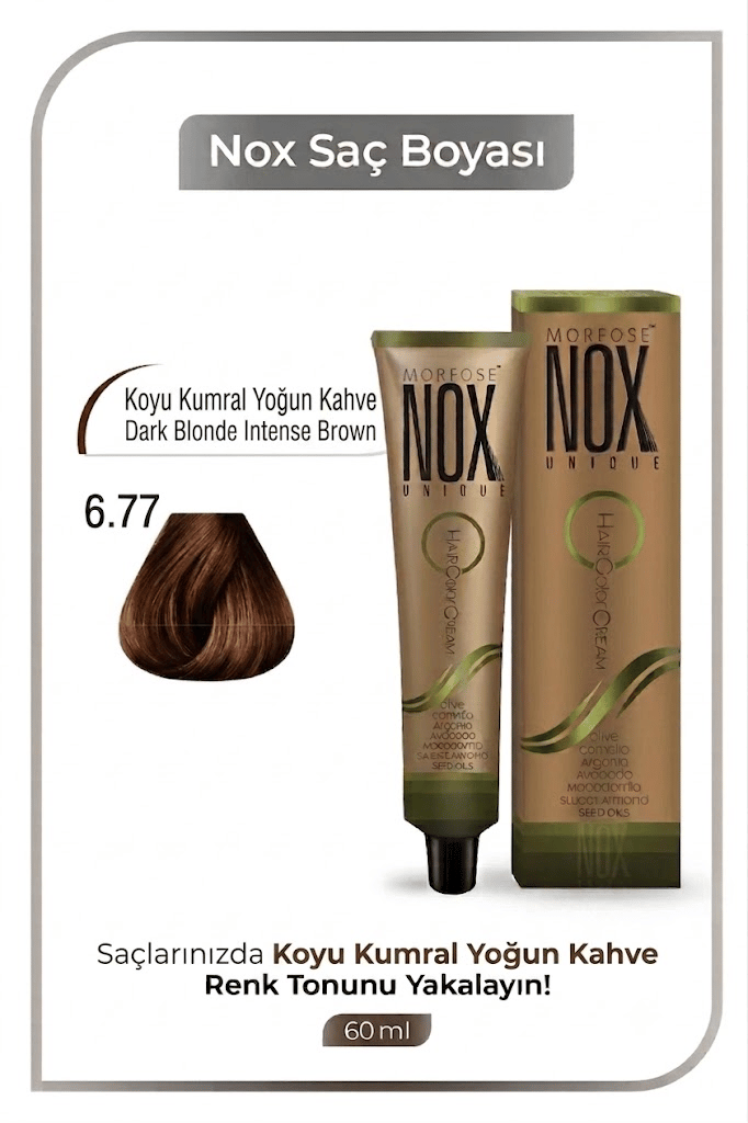 NOX HERBAL SAÇ BOYASI 6.77- KOYU KUMRAL YOĞUN KAHVE 60ML.