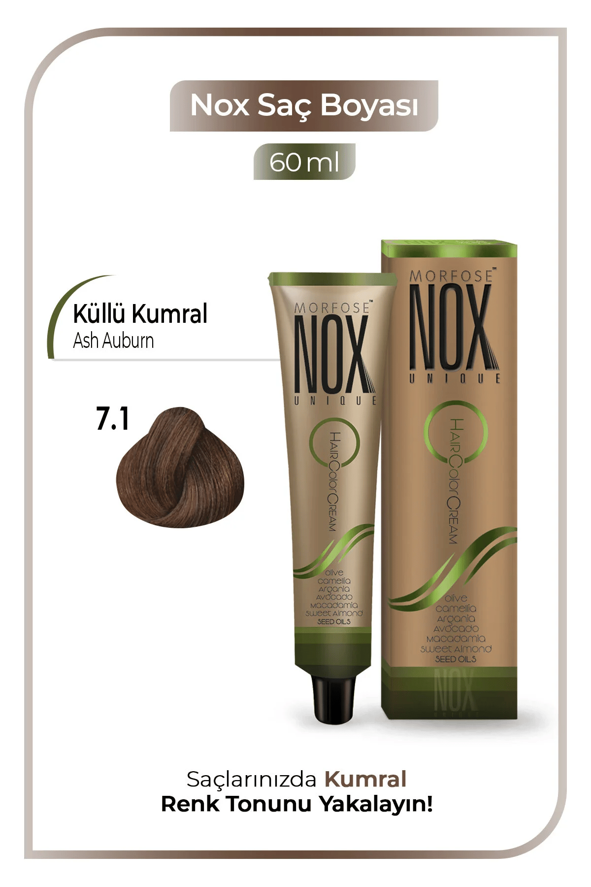 NOX HERBAL SAÇ BOYASI 7.1- KÜLLÜ KUMRAL 60ML.