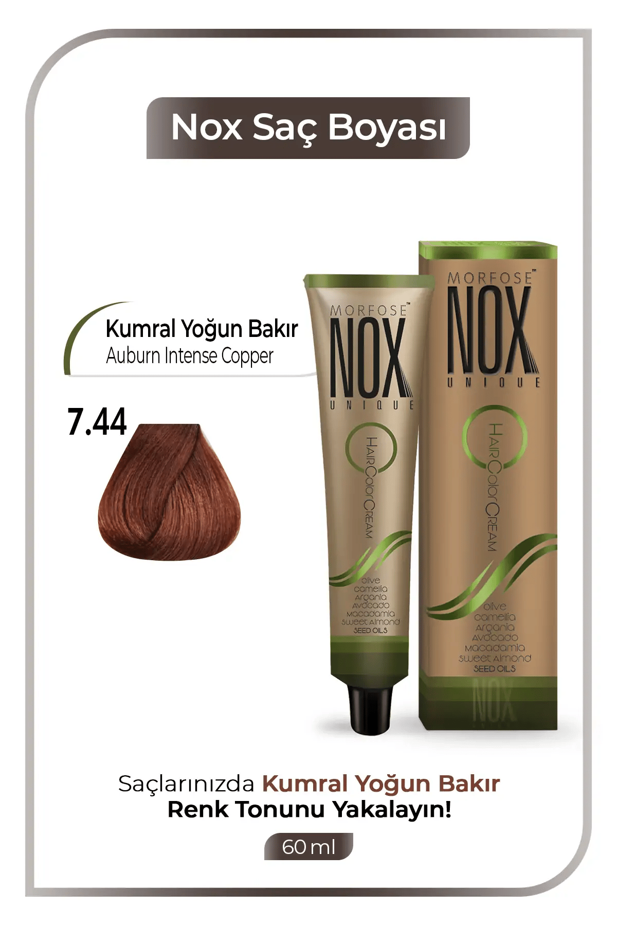 NOX HERBAL SAÇ BOYASI 7.44- KUMRAL YOĞUN BAKIR 60ML.