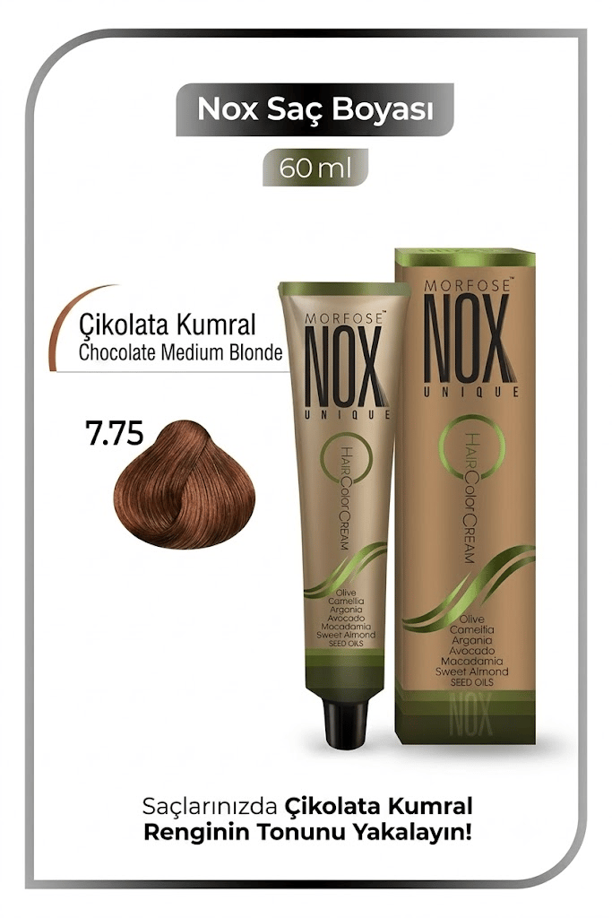 NOX HERBAL SAÇ BOYASI 7.75- ÇİKOLATA KUMRAL 60ML.