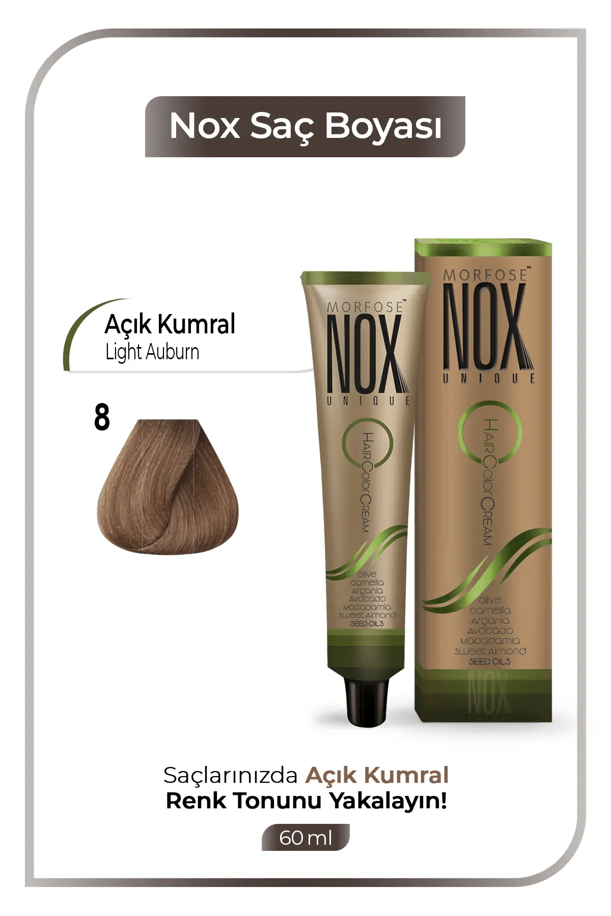 NOX HERBAL SAÇ BOYASI 8- AÇIK KUMRAL 60ML.