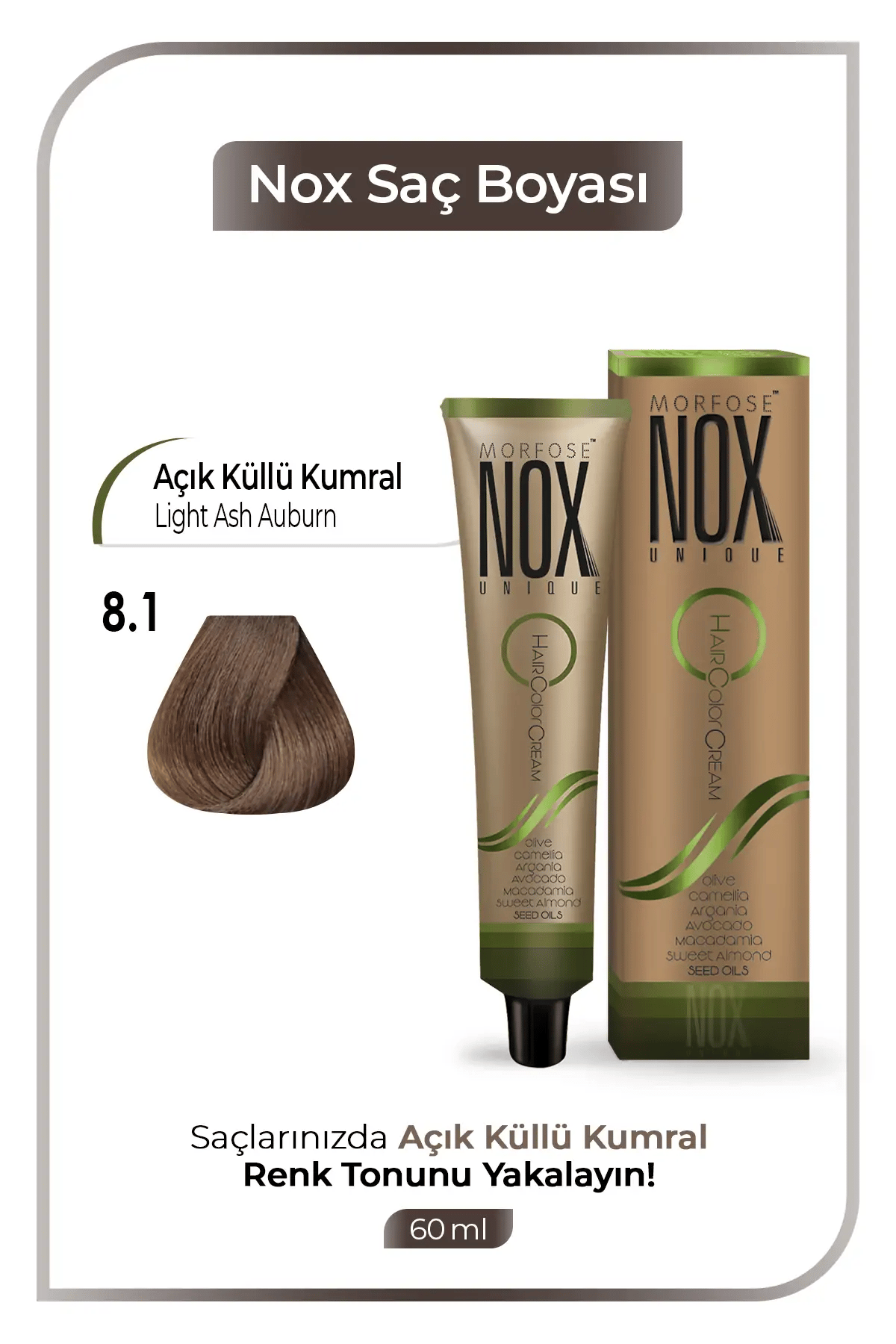 NOX HERBAL SAÇ BOYASI 8.1- AÇIK KÜLLÜ KUMRAL 60ML.