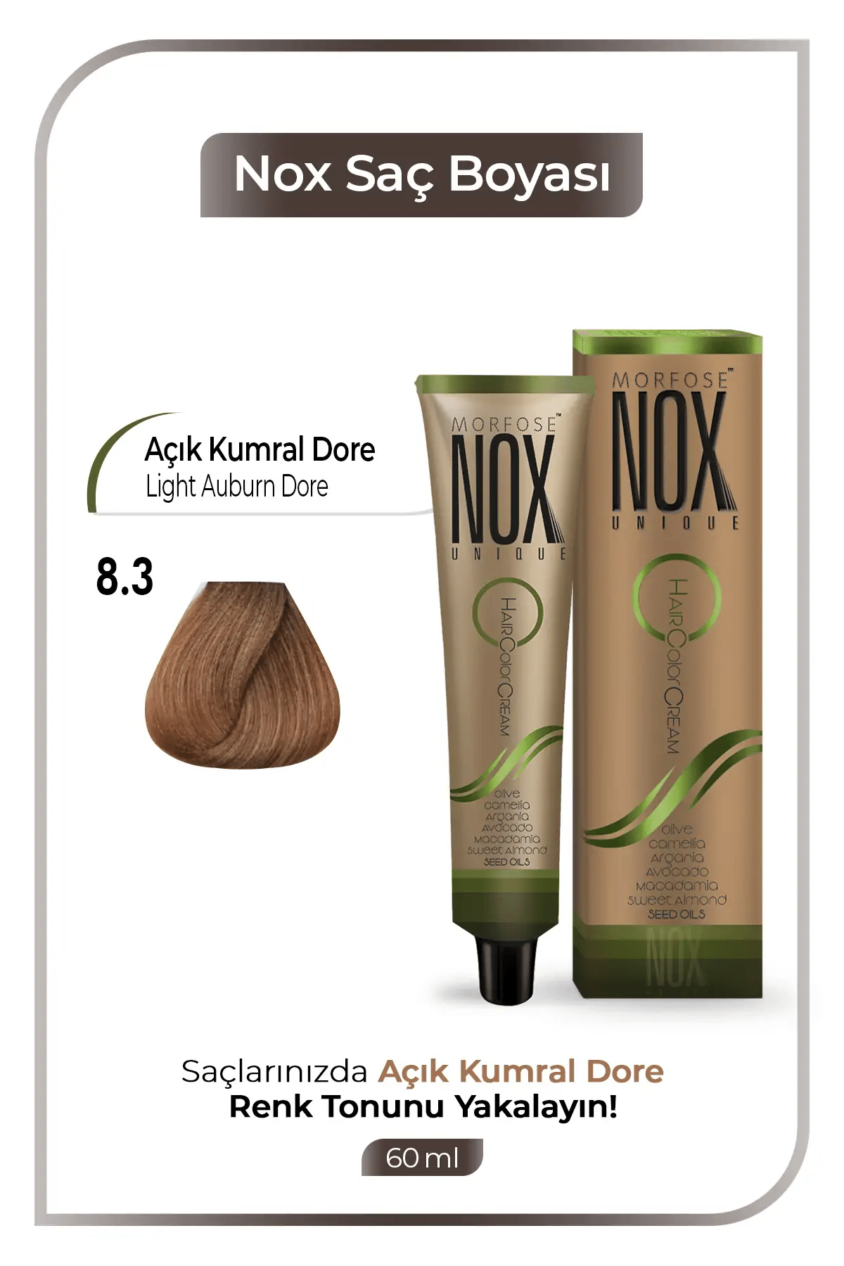 NOX HERBAL SAÇ BOYASI 8.3- AÇIK KUMRAL DORE 60ML.