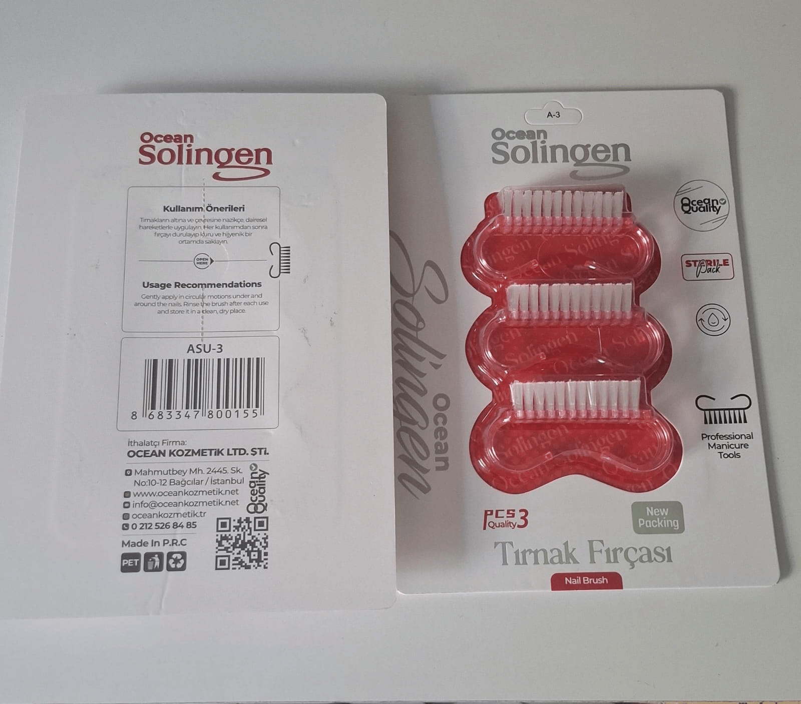 OCEAN SOLİNGEN TIRNAK FIRÇASI MİNİ 3'LÜ