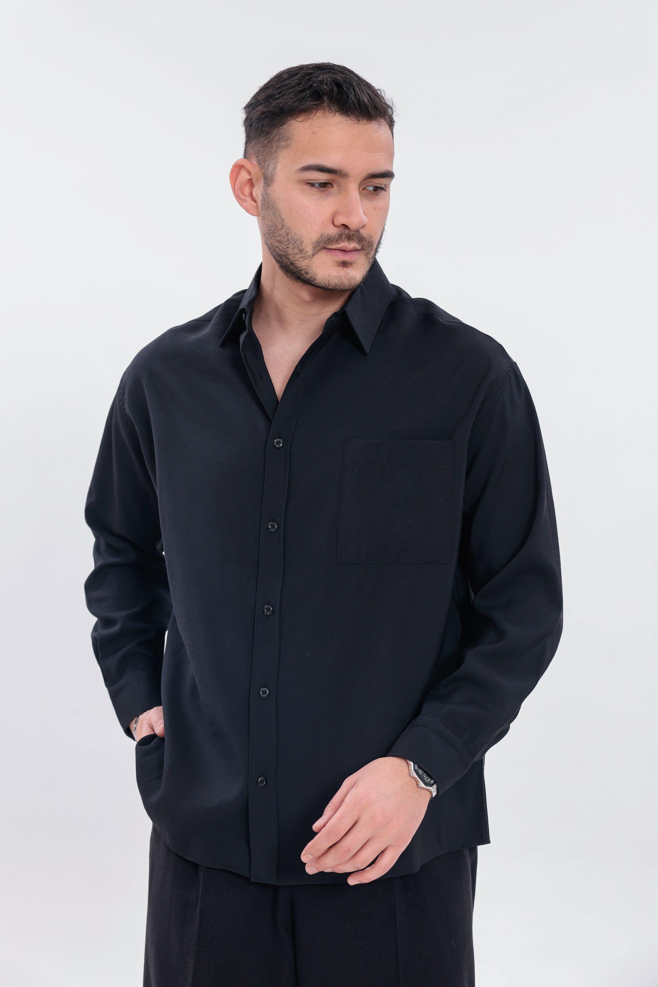 Oversize Modal Gömlek Siyah