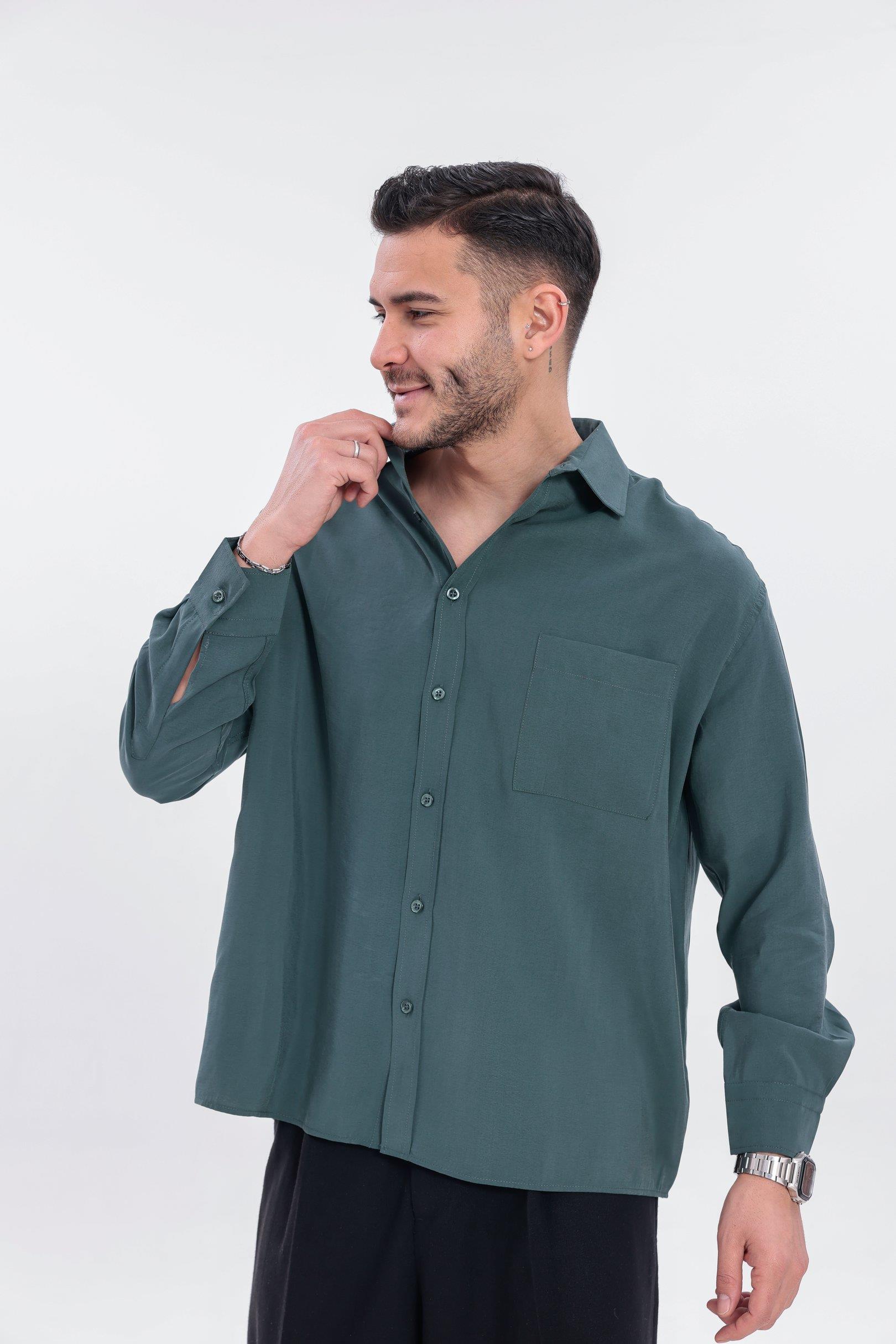 Oversize Modal Gömlek Yeşil