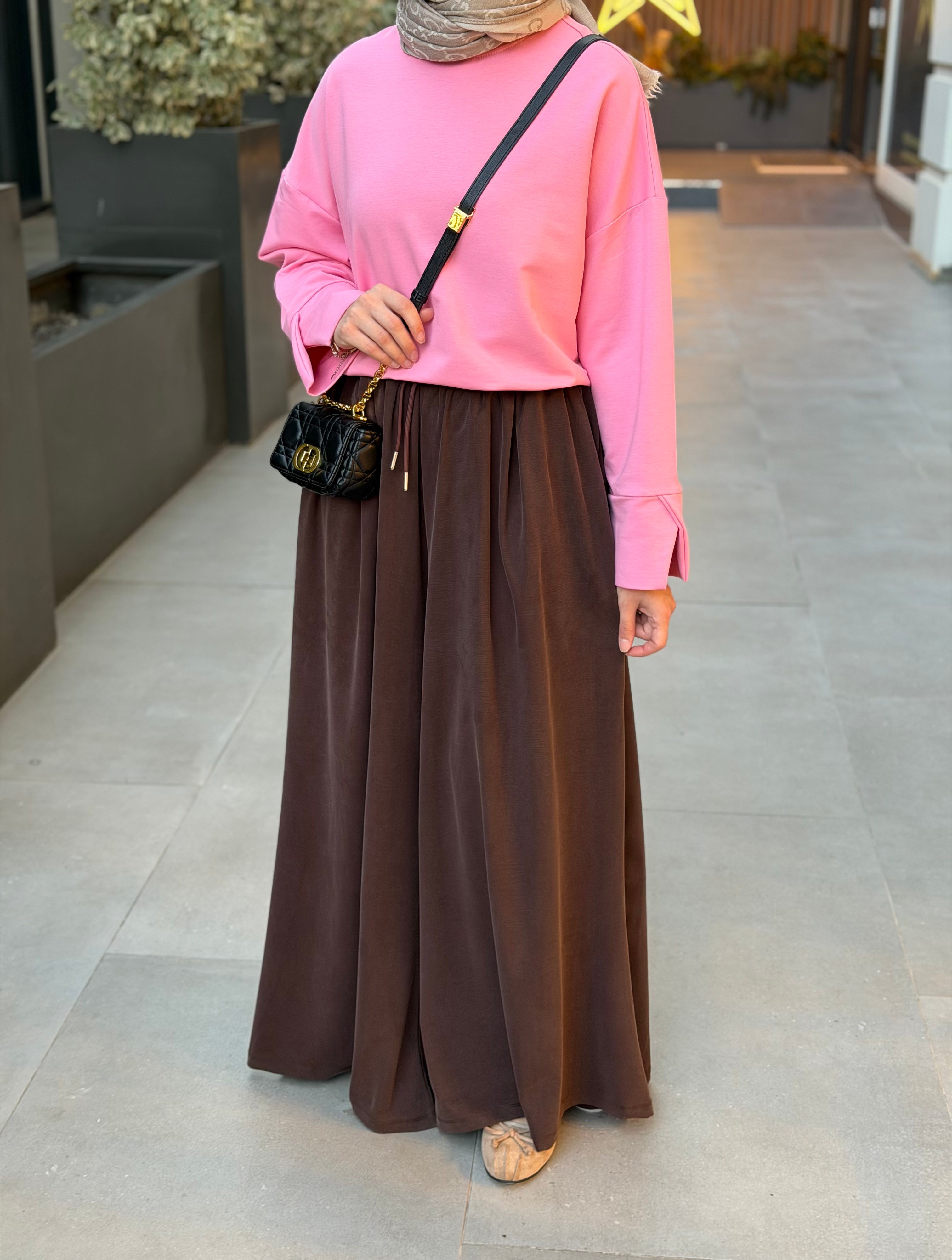 Basic Yırtmaçlı Sweat Pembe