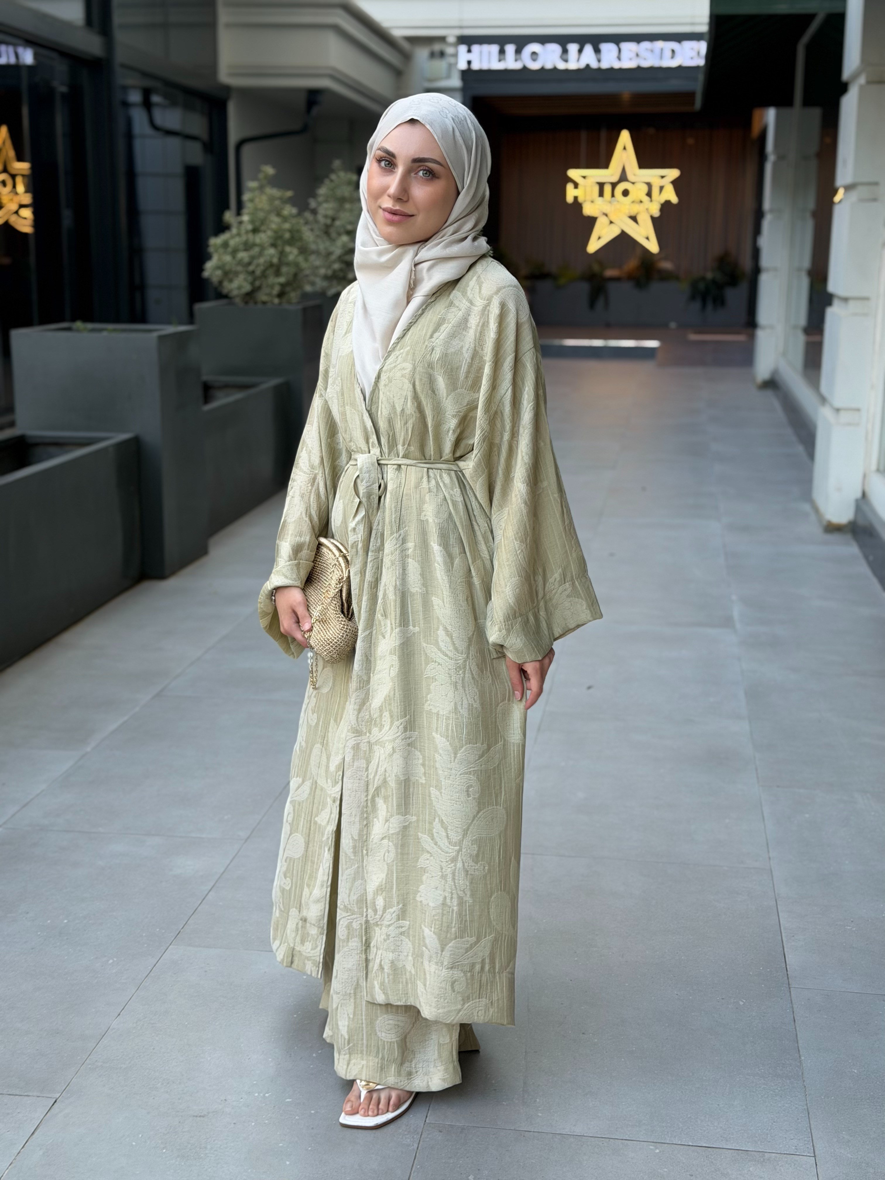 Jakarlı Kimono Takım Yeşil