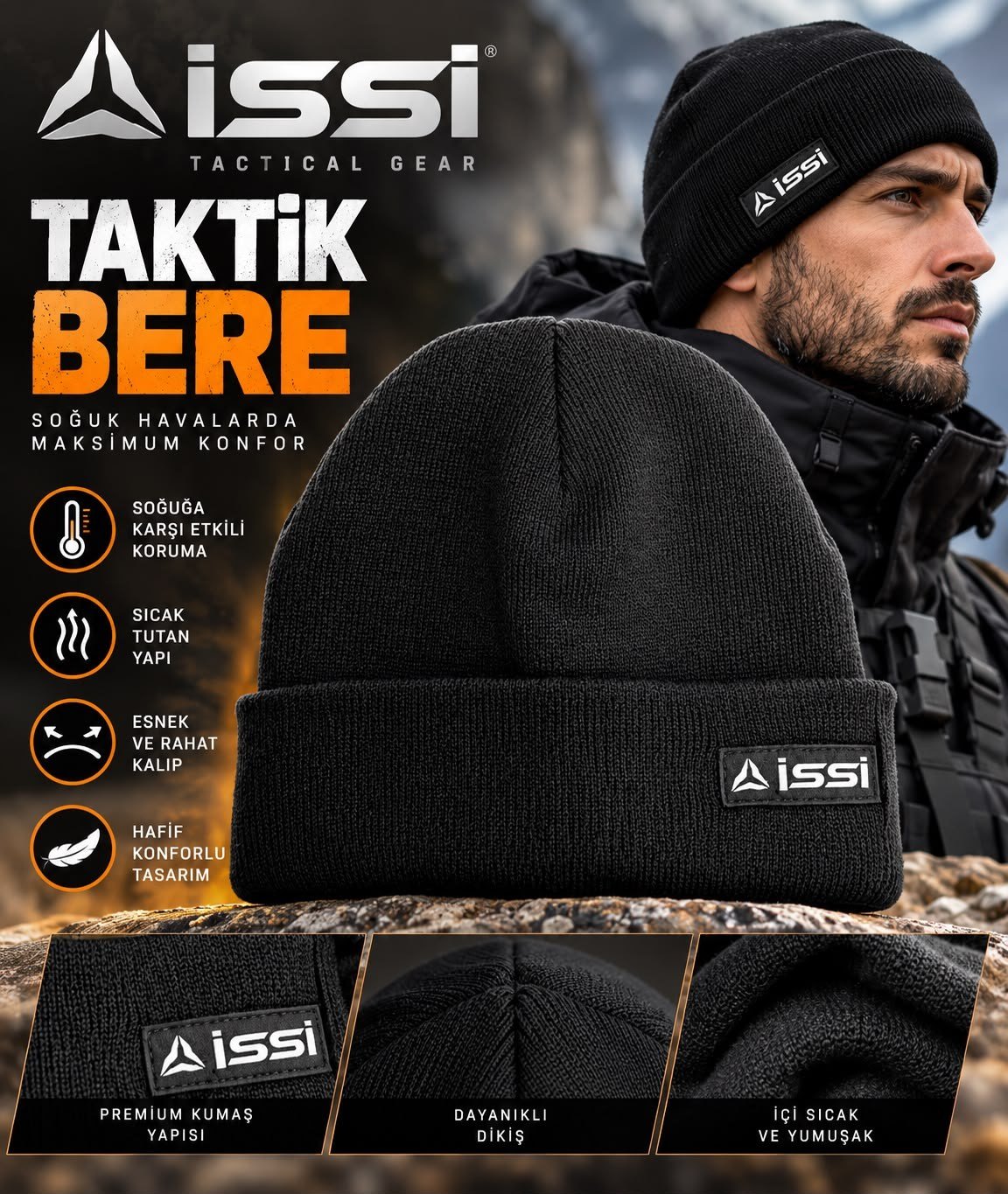İssi Nakışlı Bere Siyah