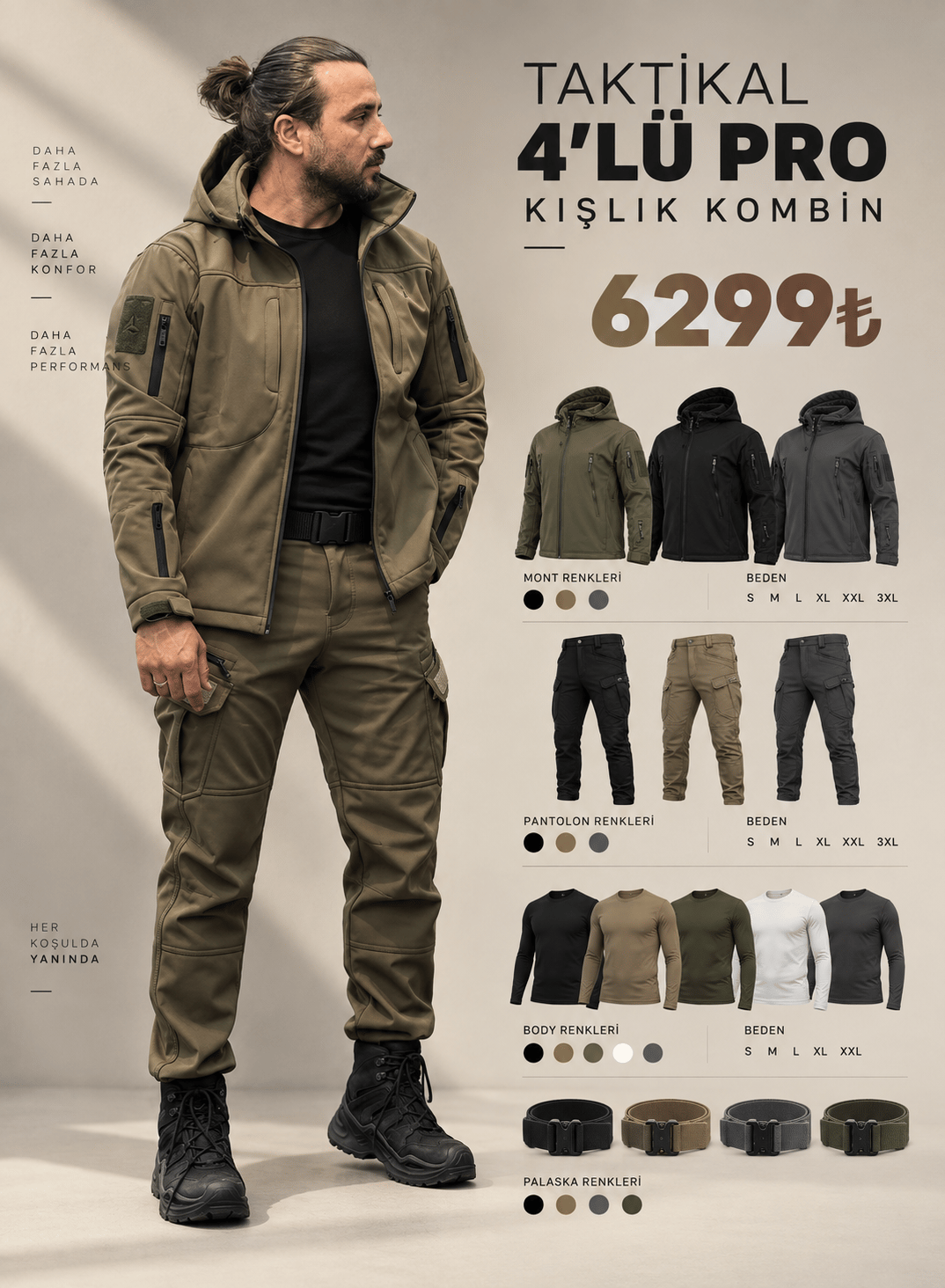 Taktikal 4'Lü Pro Kışlık Kombin