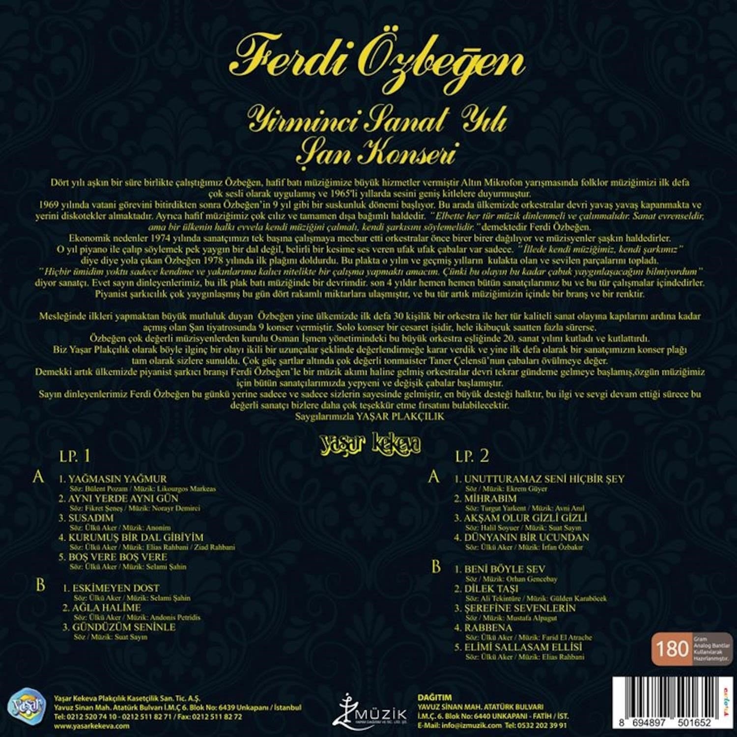 Ferdi Özbeğen -20.Sanat Yılı Şan Konseri (Renkli 2 Plak)
