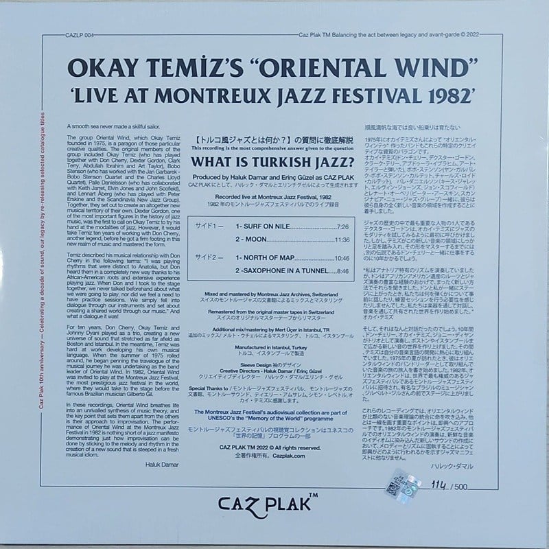 Okay Temiz & Oriental Wind - Montreux Jazz Festival 1982 NUMARALI (Japonya Edisyonu) - Plak LP