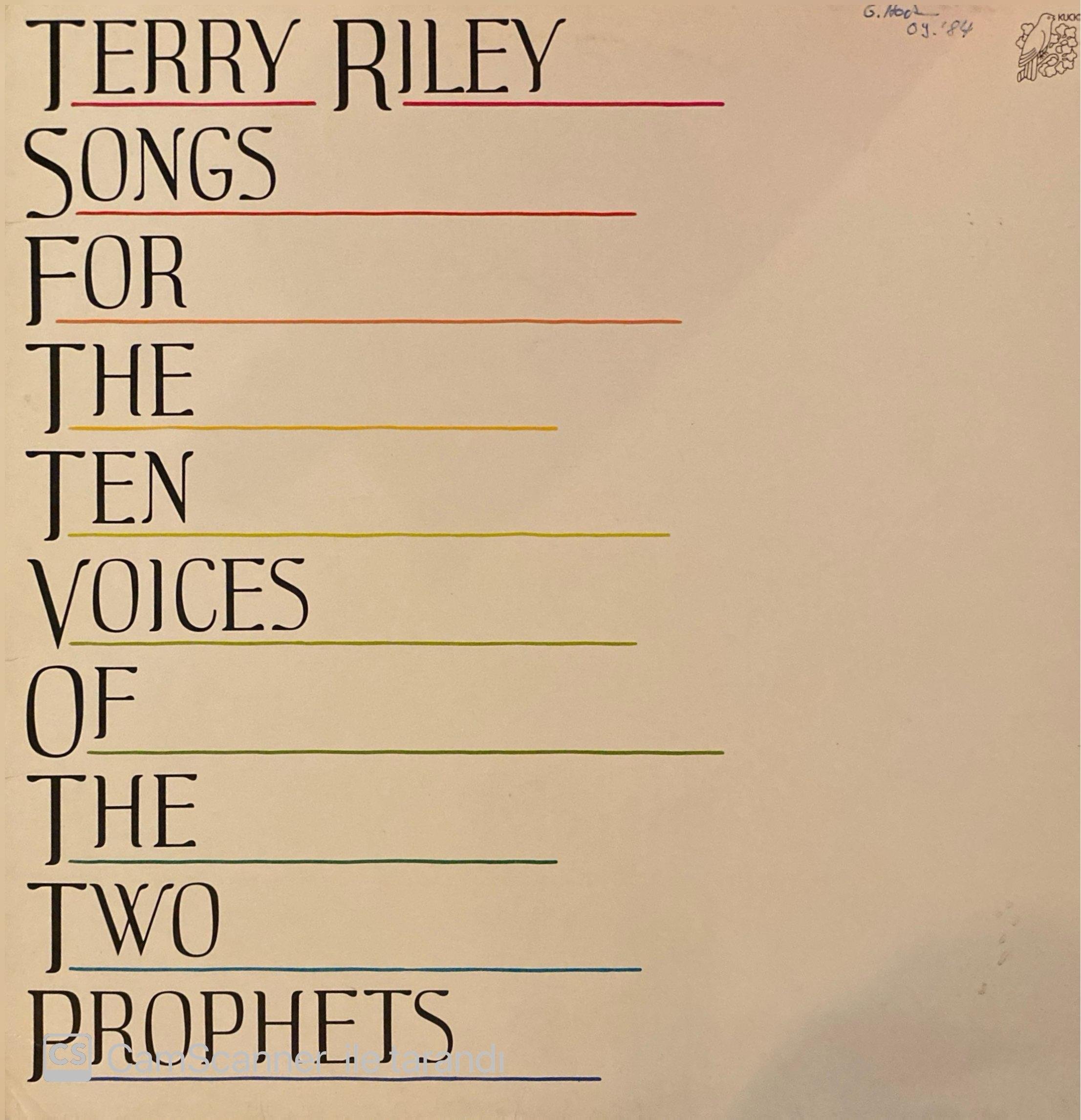 Terry Riley - Songs For The Ten Voices Of The Two Prophets Plak