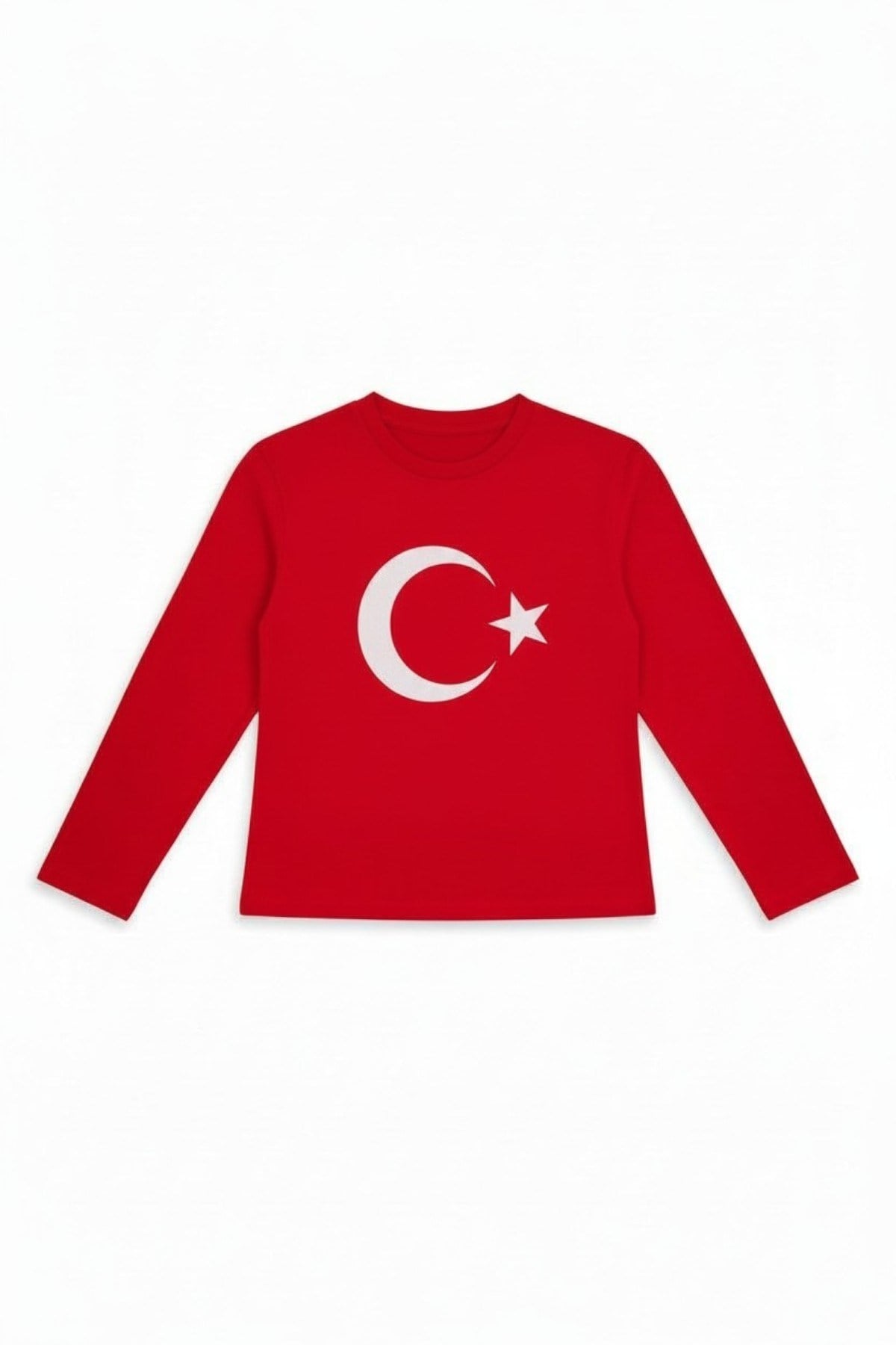 AY YILDIZLI UZUN KOL KIRMIZI TİŞÖRT