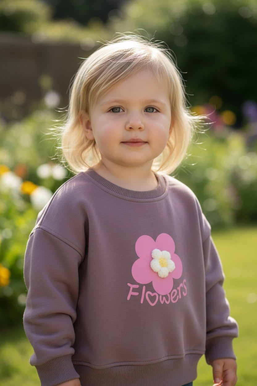 Çiçek Örgülü Sweatshirt