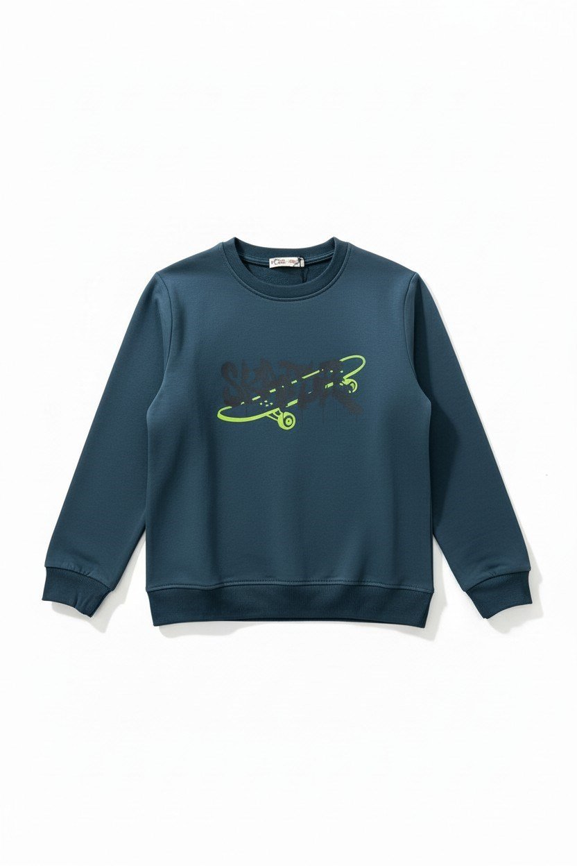 Çocuk Skater Baskılı Sweatshirt