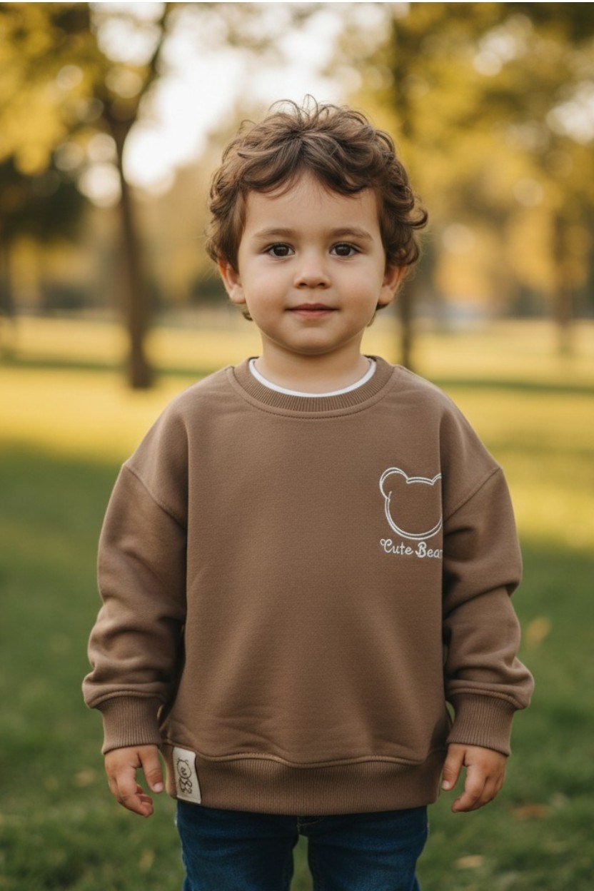 Cute Bear Nakışlı Sweatshirt