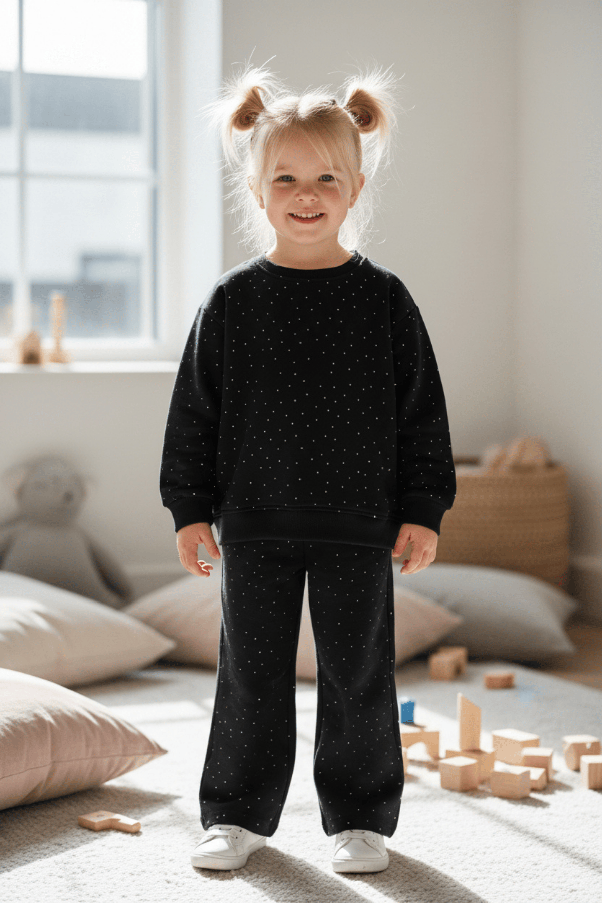 Kız Bebek Taş Detaylı 2'li Eşofman Takımı