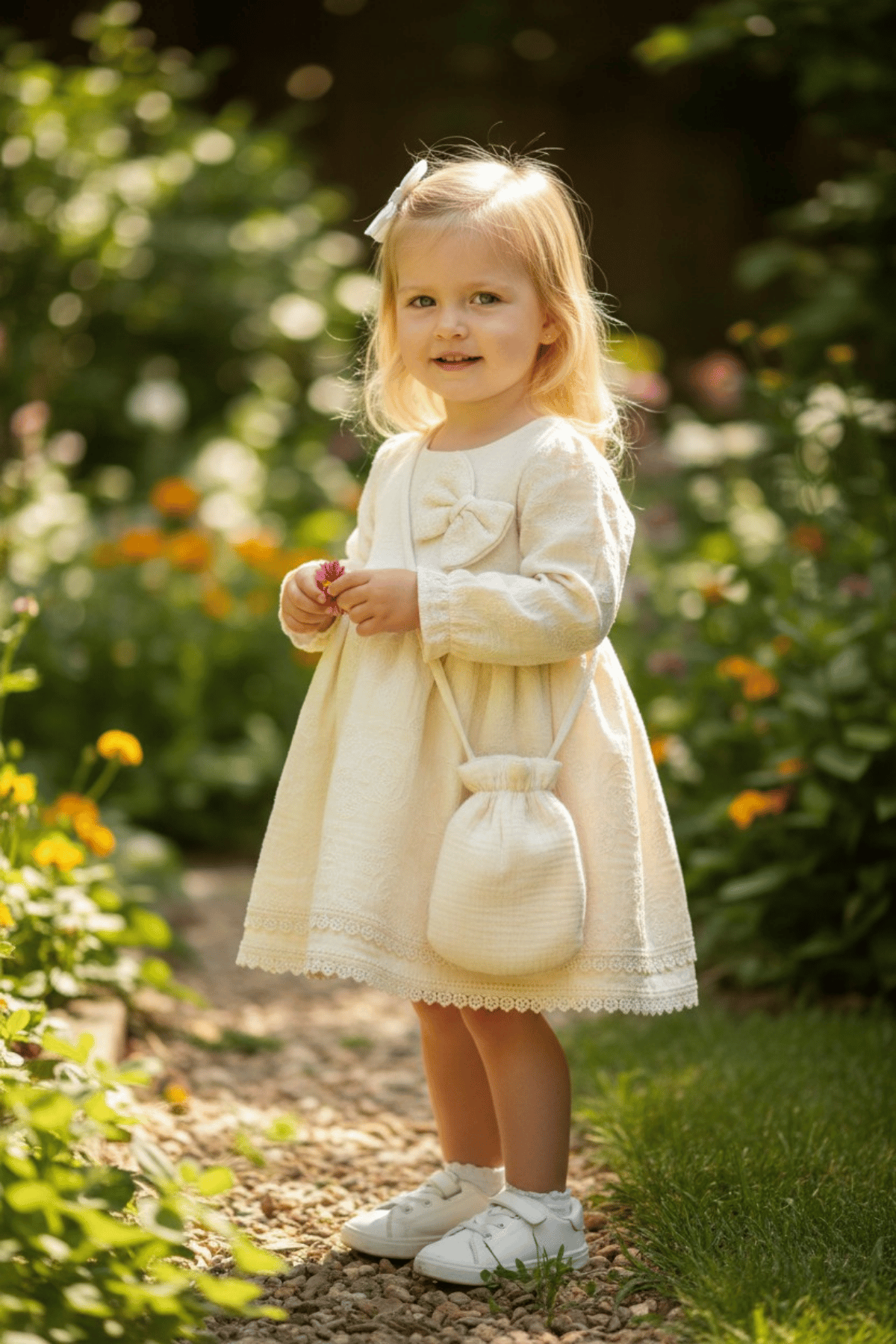 Muslin Çiçekli Kız Çocuk Elbise