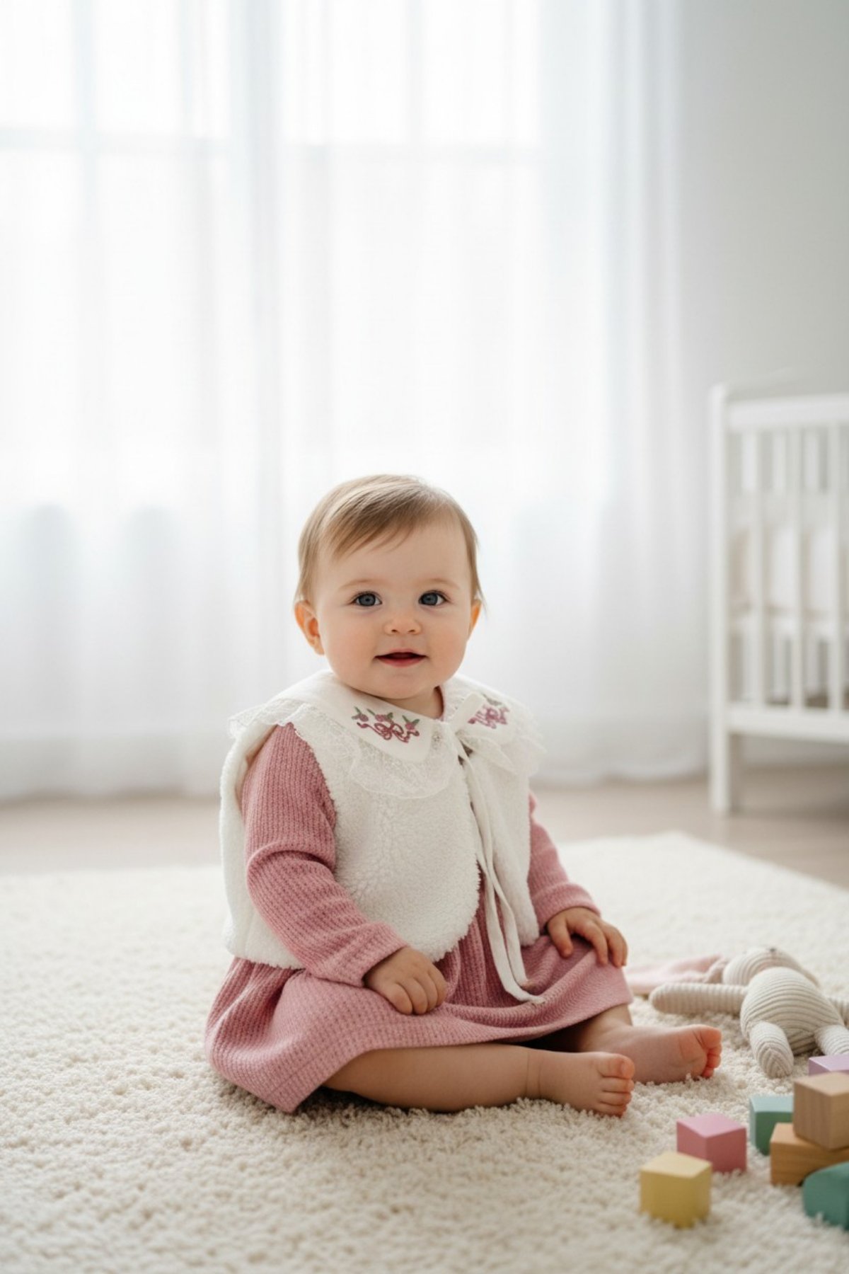 Peluş Yelekli Kız Elbise