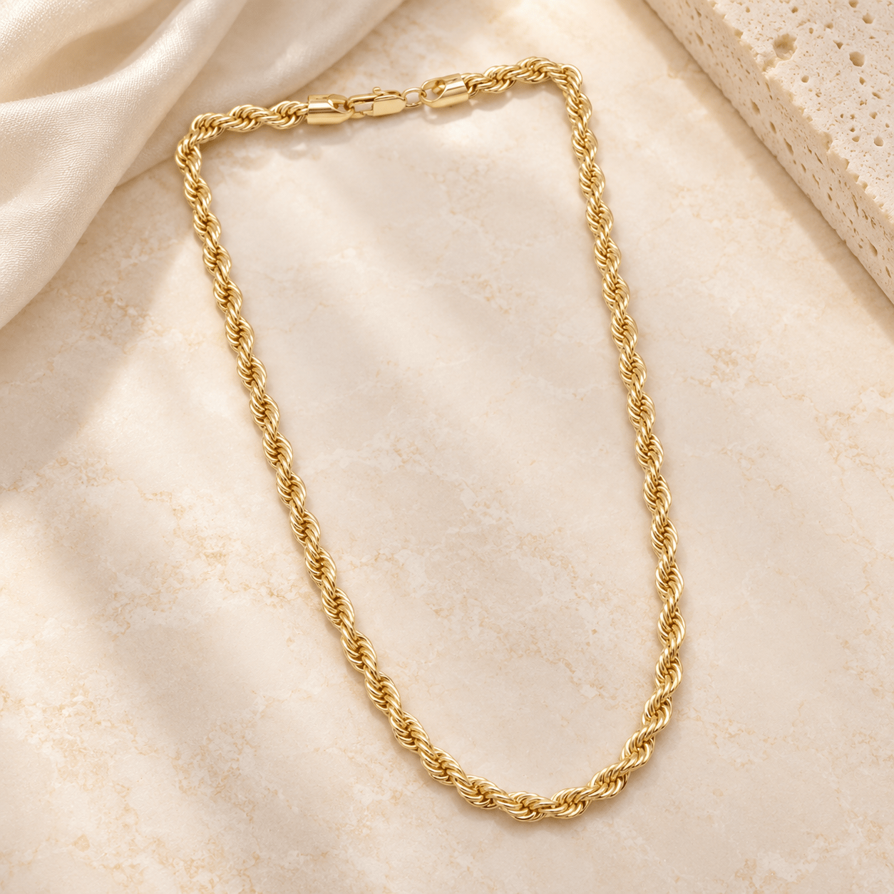 14K Çelik Burgu Zincir Kolye 45 cm