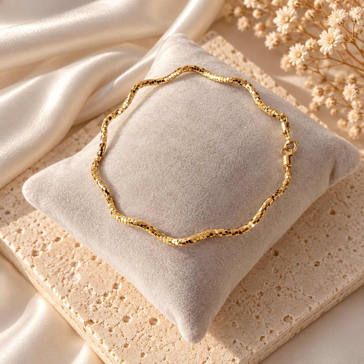 14K Çelik Gold Bileklik – İnce Zarif Model (1 adet-19 cm)