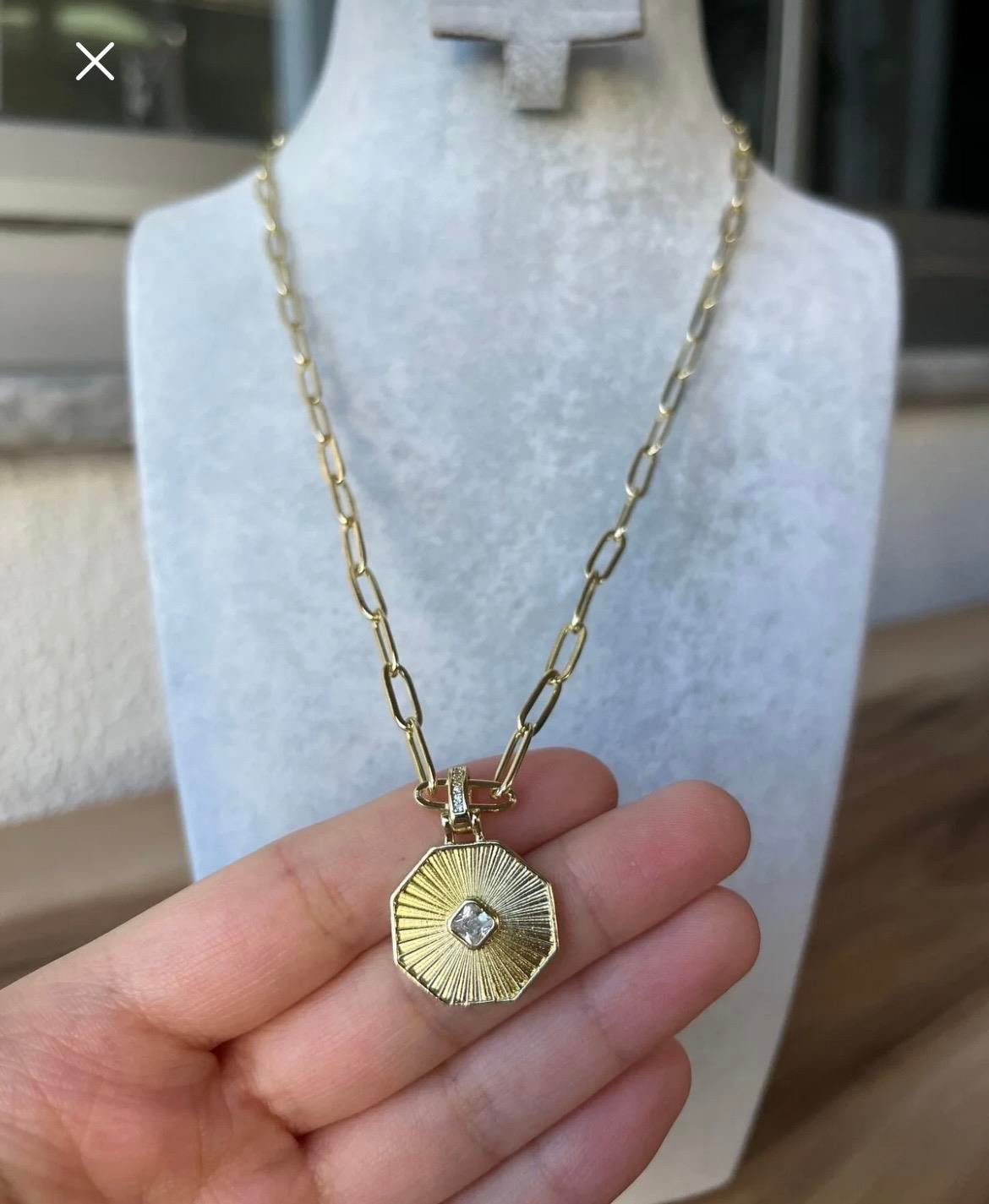 14K Çelik Gold Madalyon Kolye – 50 cm Zincir –