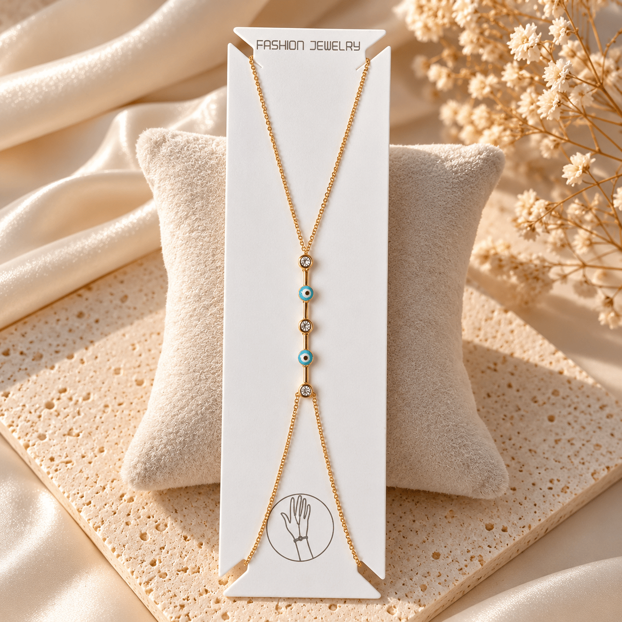 14K Çelik Nazar Boncuklu Şahmeran – Gold Renk (18+5 cm)