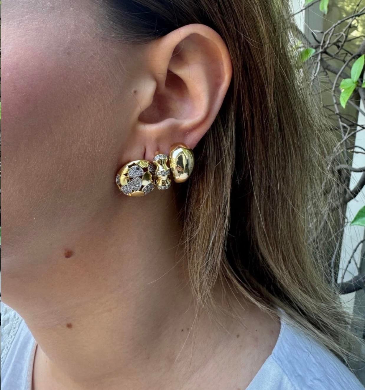 14K Gold Tone 3'lü Çelik Küpe Seti | Taşlı ve Halka Modeller – Günlük & Özel Gün