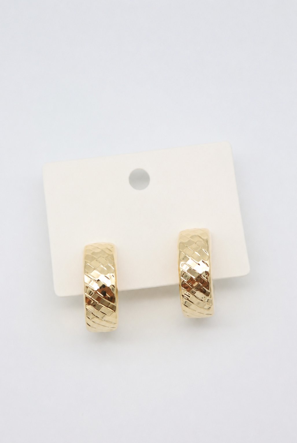 25 mm Örgü Desenli Gold Çelik Halka Küpe