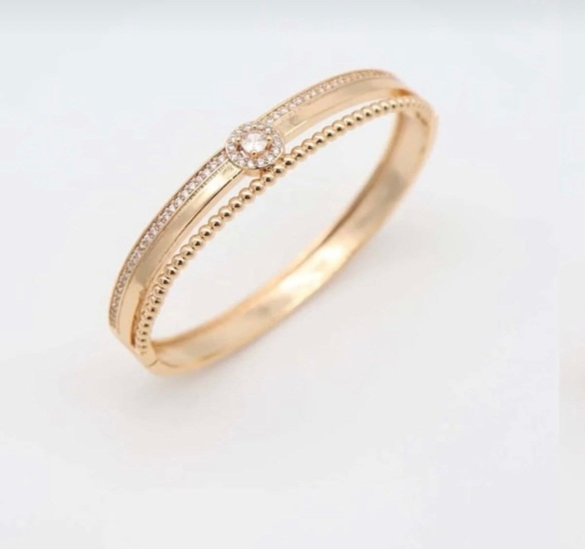 Yaz Işıltısı Gold Rose Çelik Kelepçe Bileklik
