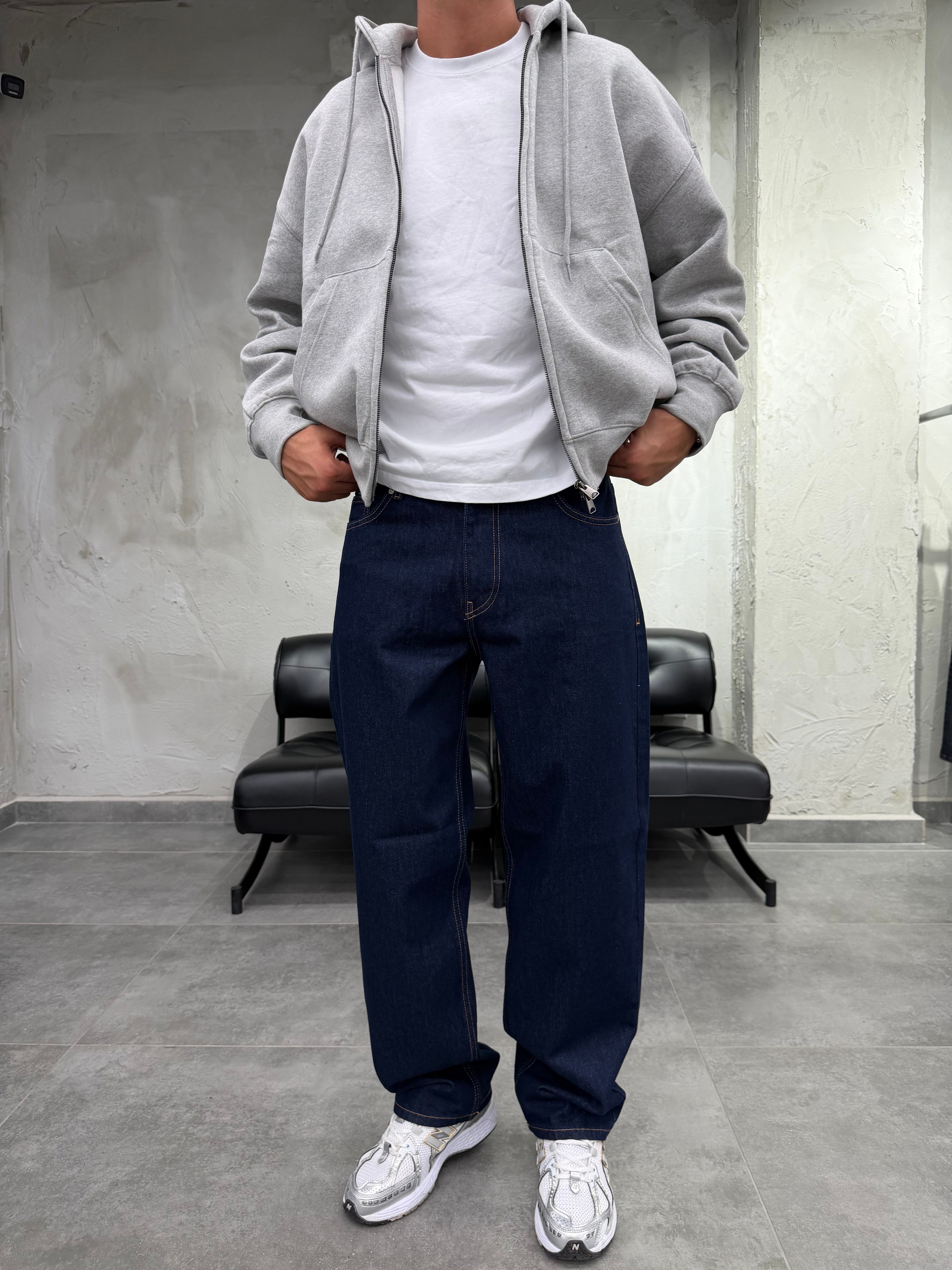 Baggy Fit Koyu Lacivert Jean