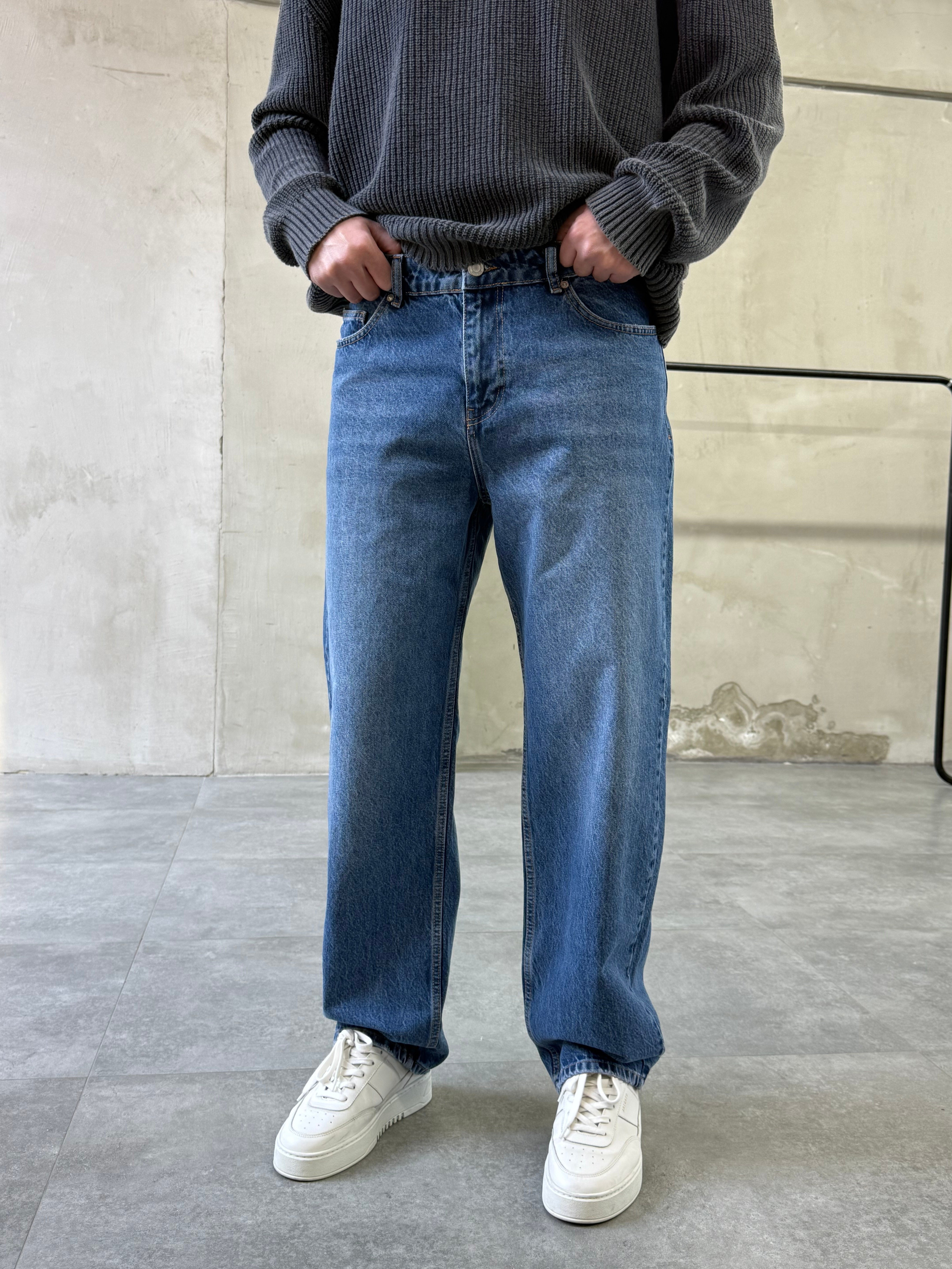Basic Koyu Mavi Baggy Jean