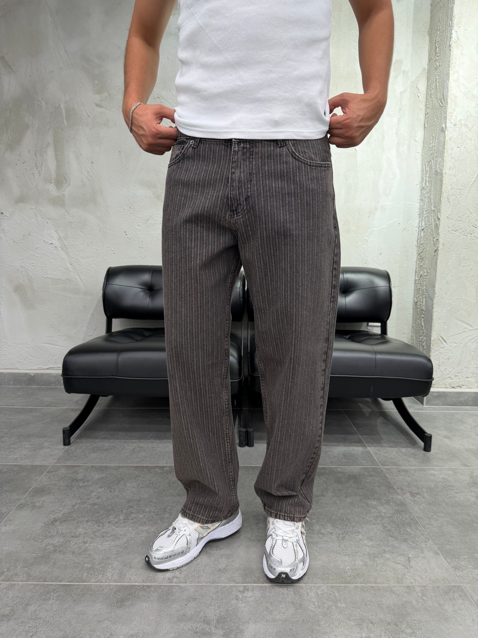 Espiga Soluk Efektli Kahve Baggy Jean