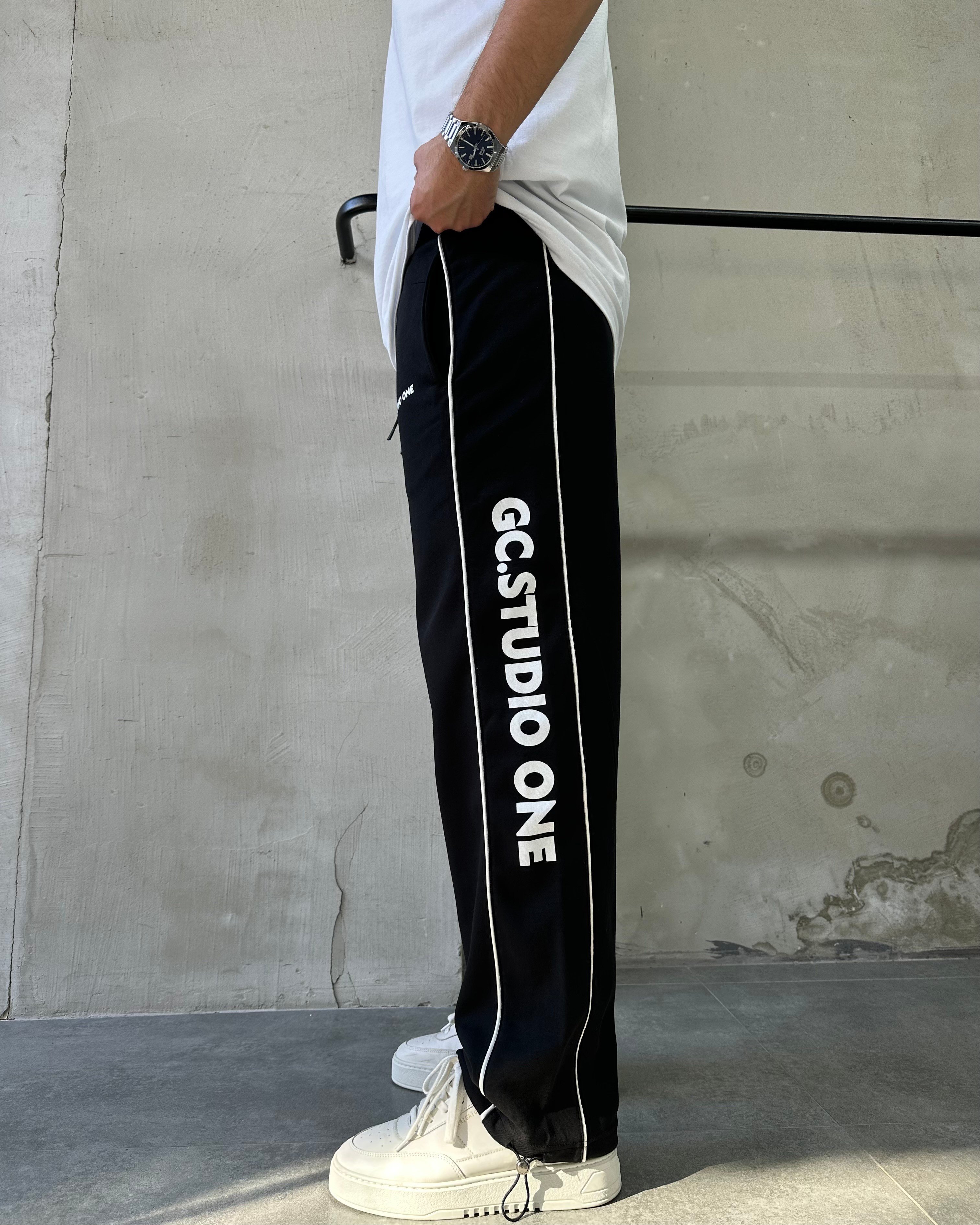 Stoperli Double Face Siyah Baggy Eşofman Altı